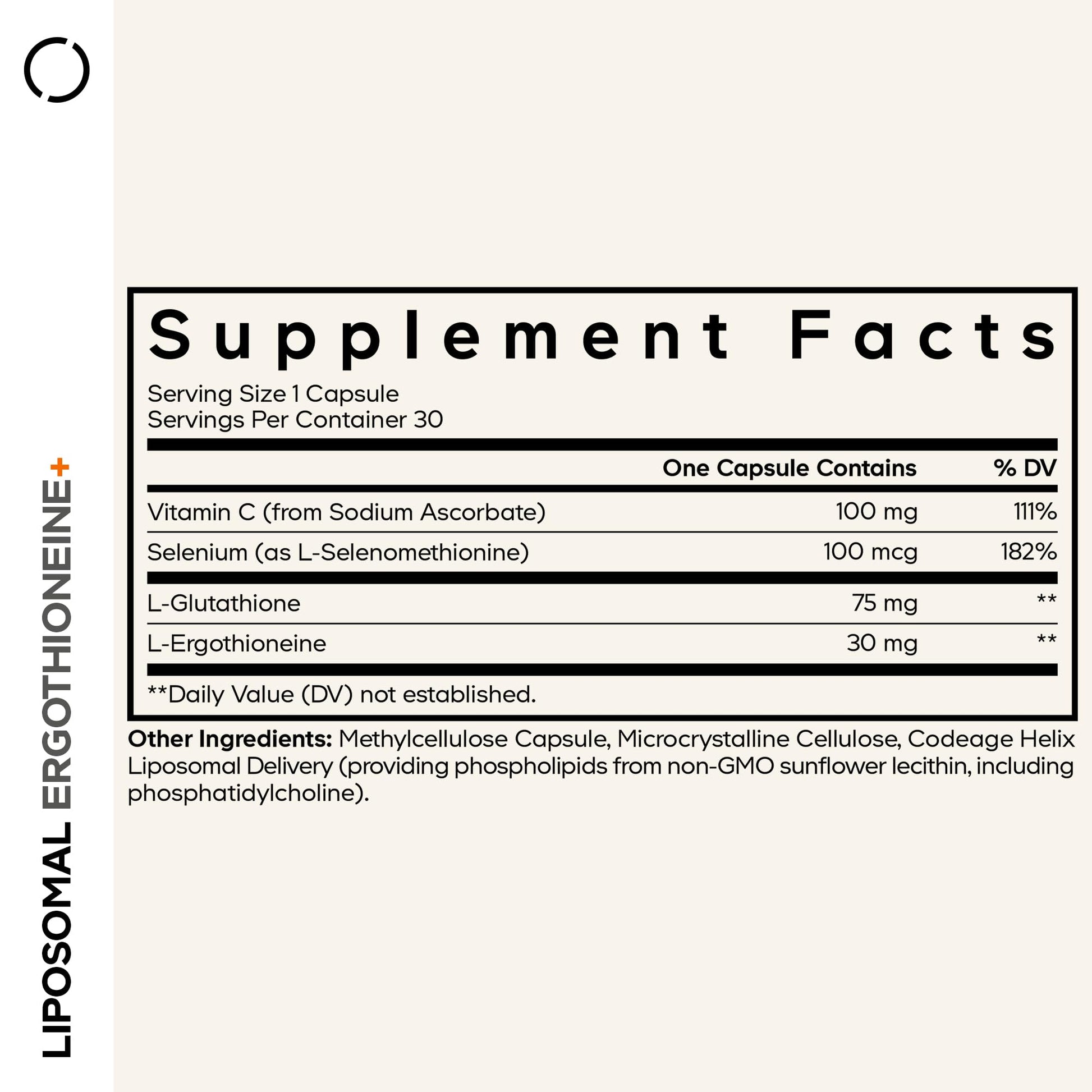 Codeage Liposomal Ergothioneine+ Supplement - L-Ergothioneine, L-Glutathione, Vitamin C, Selenium, Phospholipid Complex - Healthy Aging & Antioxidant - Vegan, Non-GMO, Soy-Free – 30 Capsules Codeage buy supplements canada