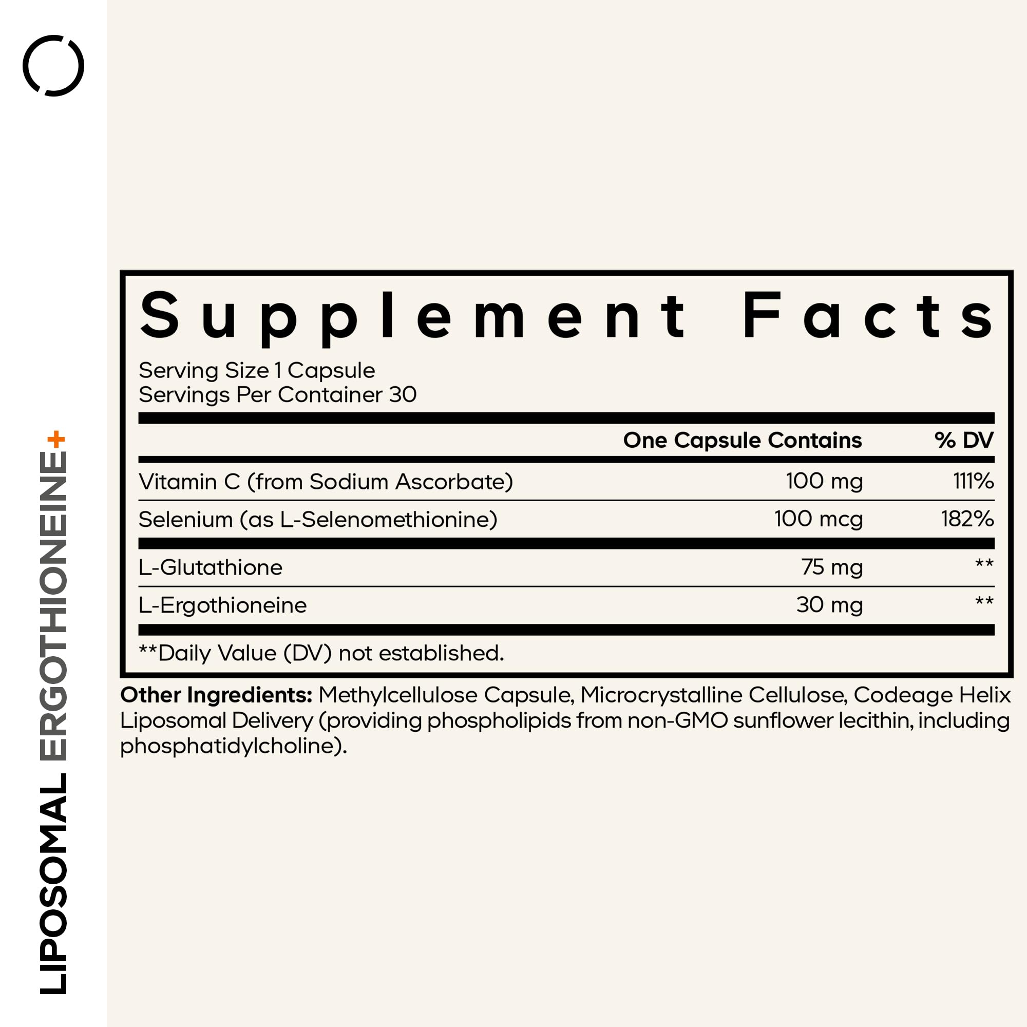 Codeage Liposomal Ergothioneine+ Supplement - L-Ergothioneine, L-Glutathione, Vitamin C, Selenium, Phospholipid Complex - Healthy Aging & Antioxidant - Vegan, Non-GMO, Soy-Free – 30 Capsules Codeage buy supplements canada