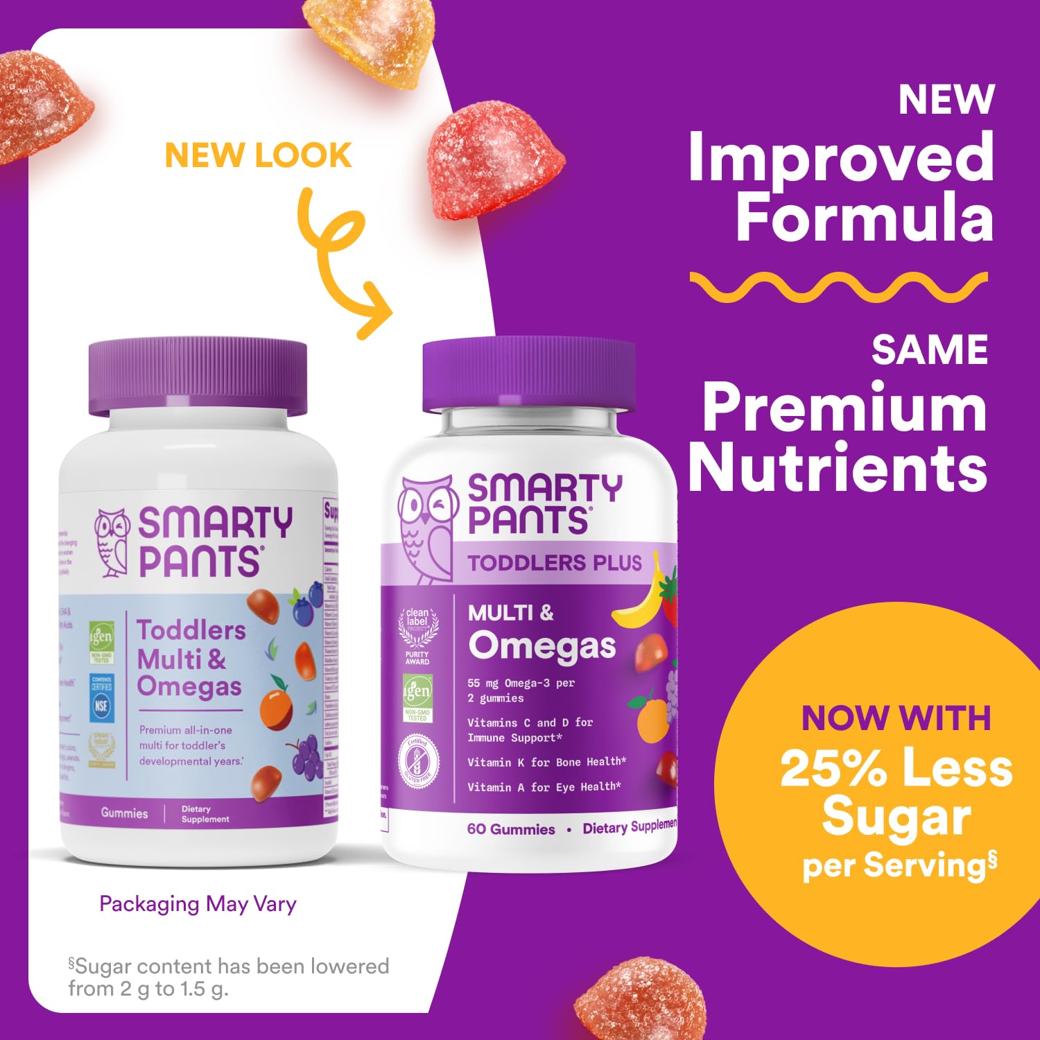 SmartyPants Toddler Multivitamin Gummies - Improved Formula: Omega 3 (DHA/EPA), Vitamins D3, C, Vitamin B12, B6, A, K & Zinc SmartyPants buy supplements canada