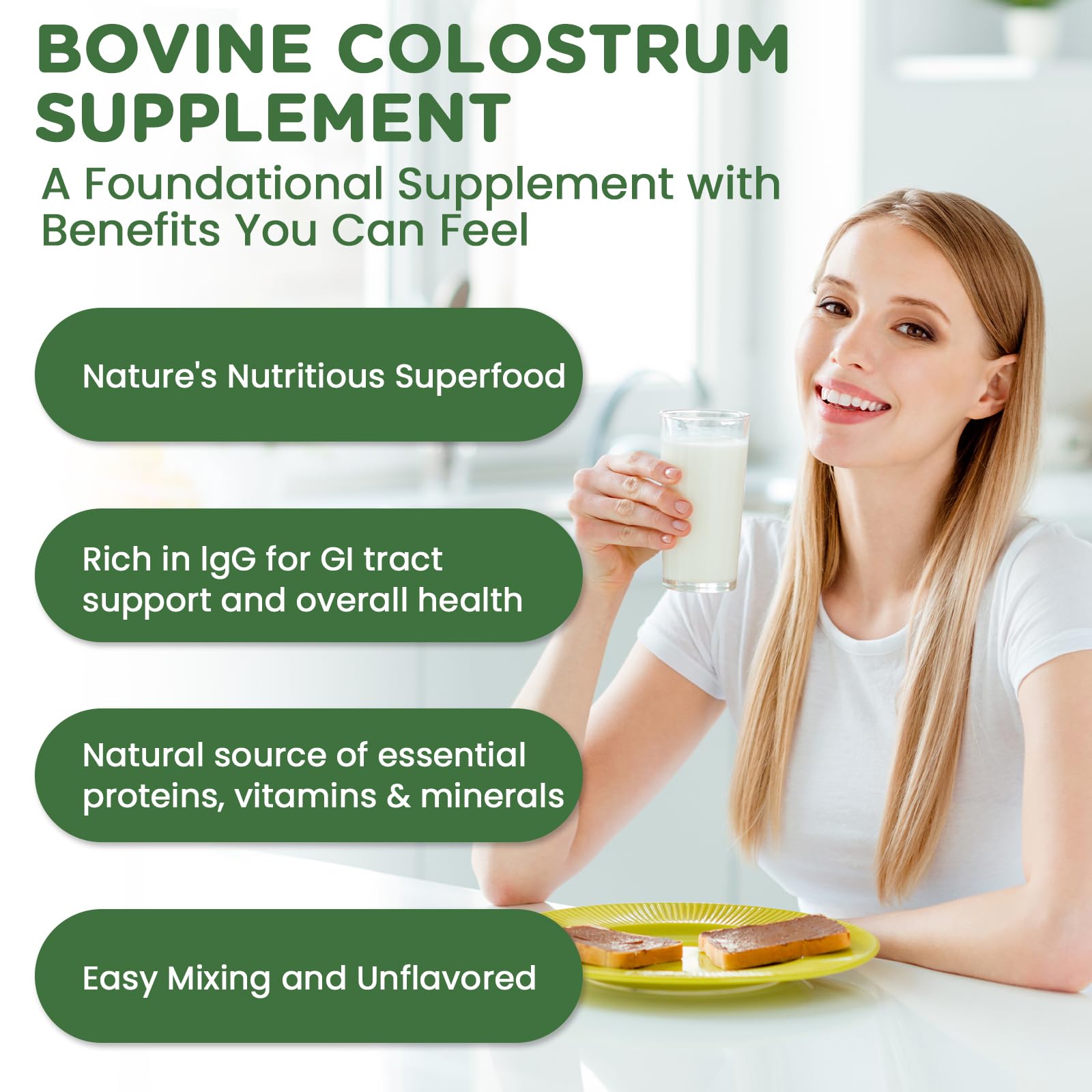 MICYDELAS Bovine Colostrum Supplement Powder 50% IgG Premium Bovine Colostrum for Gut Health Support, Immune Support, Muscle Recovery & Overall Wellness, Grass Fed, Non-GMO, Unflavored, 60 Servings MICYDELAS buy supplements canada