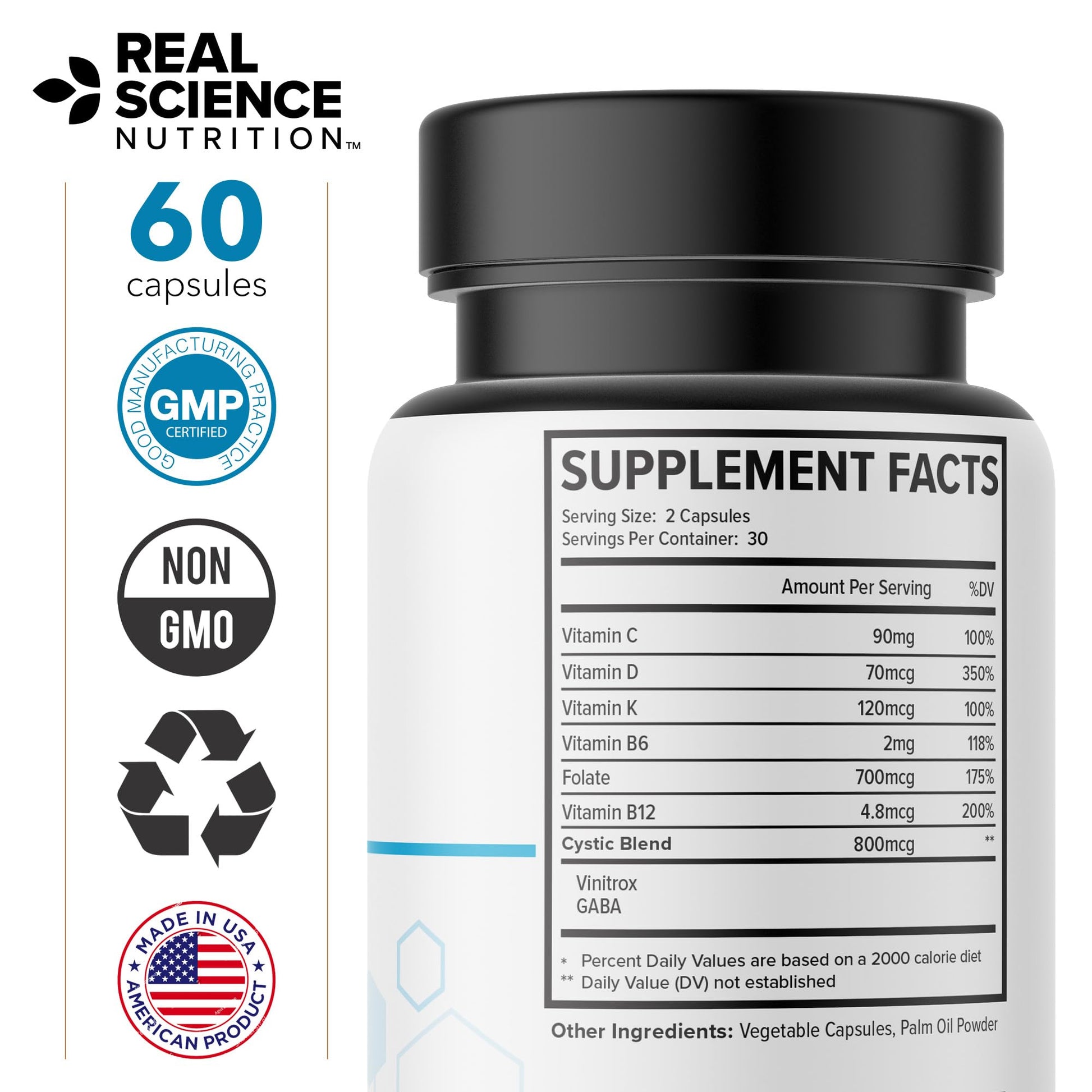 Real Science Cystic Miracle - Lung Support Supplement for Breathing Support and Mucus Clearance – with Vinitrox & GABA to Help Clear Lungs and Aid Respiratory Health, Made in USA, 60 Caps Real Science Nutrition buy supplements canada