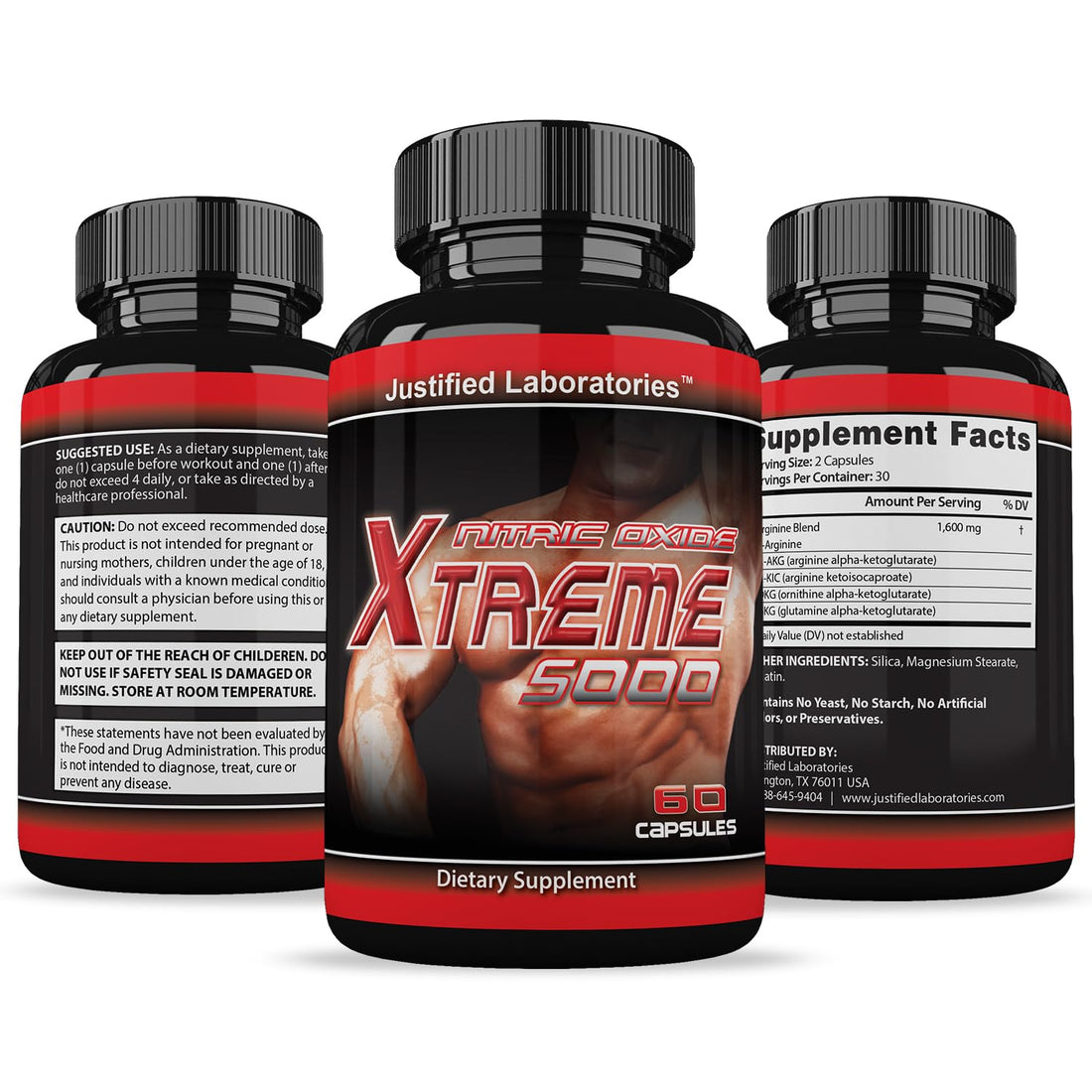 (3 Pack) Nitric Oxide Xtreme 5000 Advanced Men's Heath Formula 60 Capsules Justified Laboratories buy supplements canada