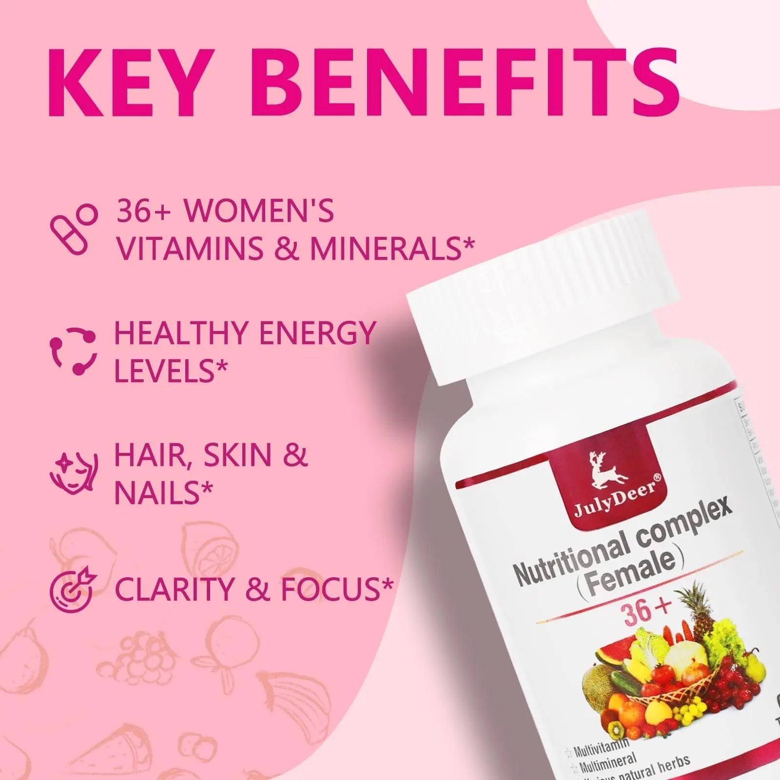JulyDeer One Daily Tablet Multivitamin for Women - Complete Multimineral with Vitamin A, C, D, E and B-Complex, Zinc & More for Women's Immunity JulyDeer buy supplements canada