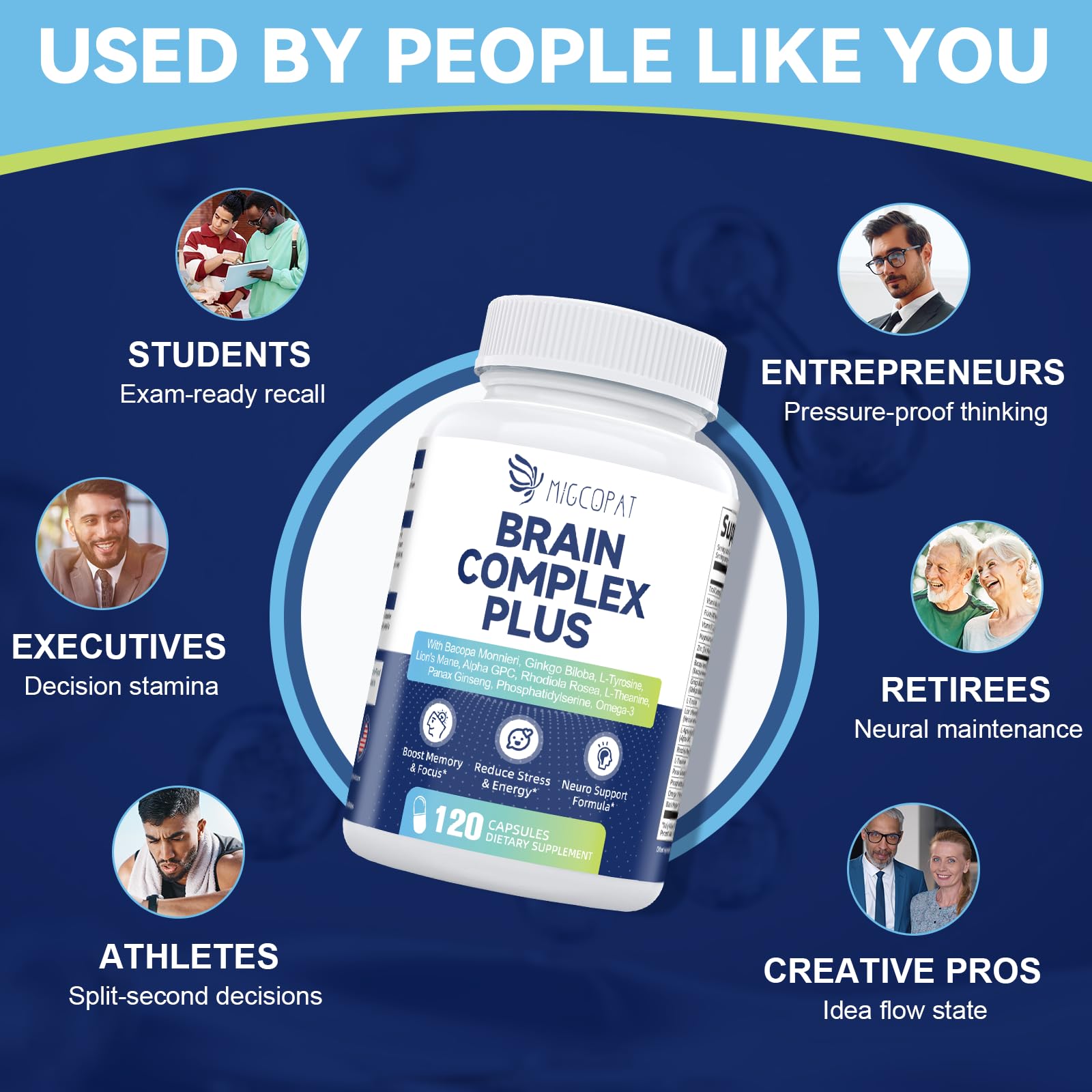 Brain Supplements for Memory & Focus - Nootropic with Bacopa Monnieri, Lion's Mane, Alpha GPC, Phosphatidylserine | Supports Mental Clarity & Cognitive Function | Vitamin B6 & B12-120 Capsules Migcopat buy supplements canada