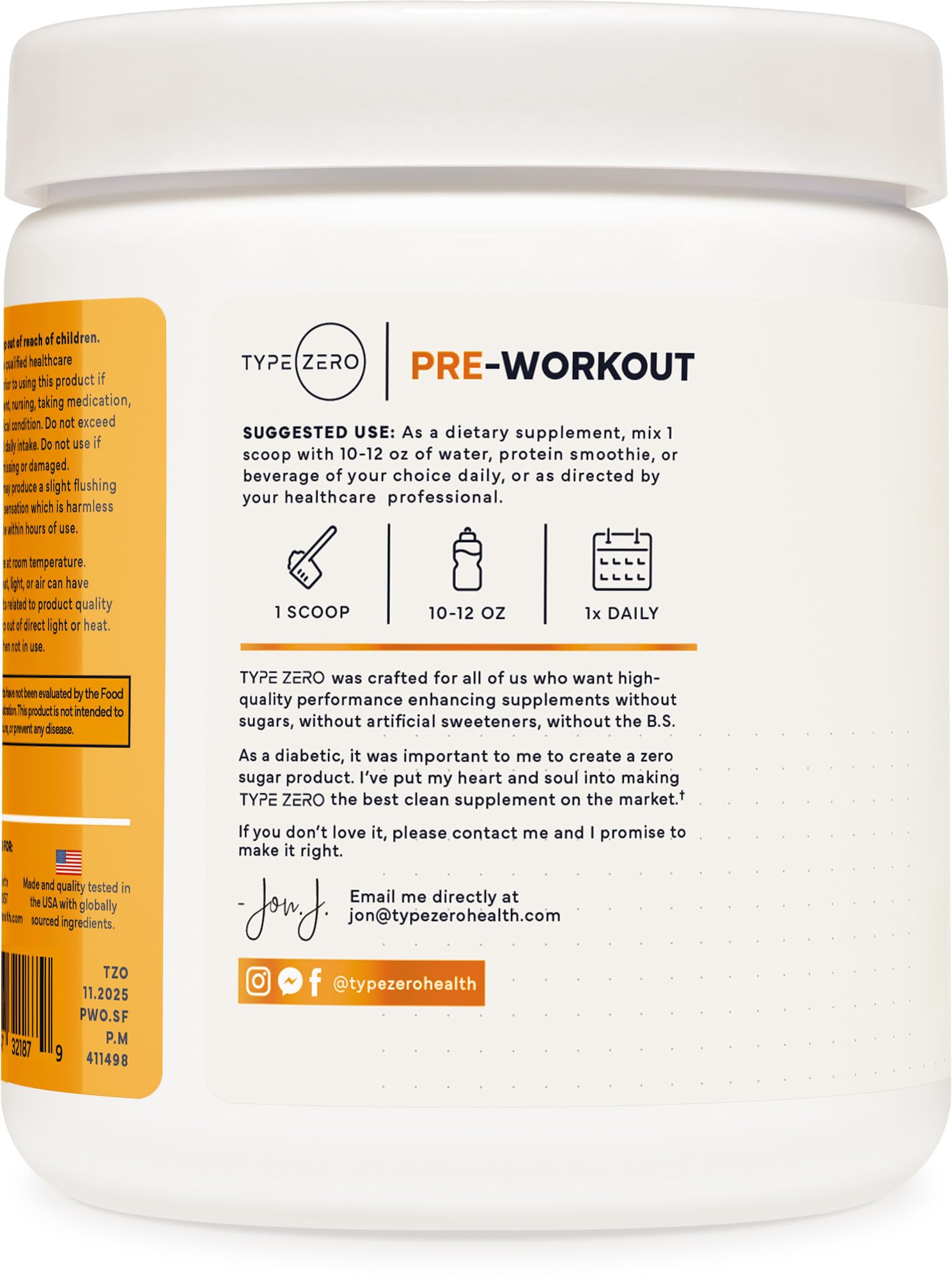 Type Zero Clean Stim Free Pre Workout Powder + Nitric Oxide Booster with L-Citrulline Malate, Arginine AKG, Beta Alanine - Caffeine & Stimulant Free - Pineapple Mango Flavor, 21 Servings Type Zero buy supplements canada