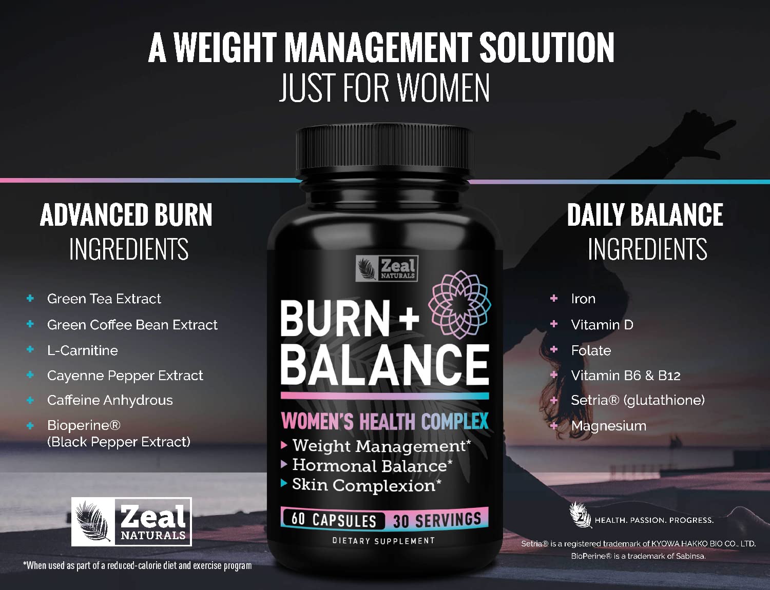 Zeal Naturals Weight Loss Support for Women + Daily Balance Vitamins (Iron, Vitamin D, Setria®, Folate) Premium Diet Support Pills for Women+ Multivitamin and Hormone Support Zeal Naturals buy supplements canada