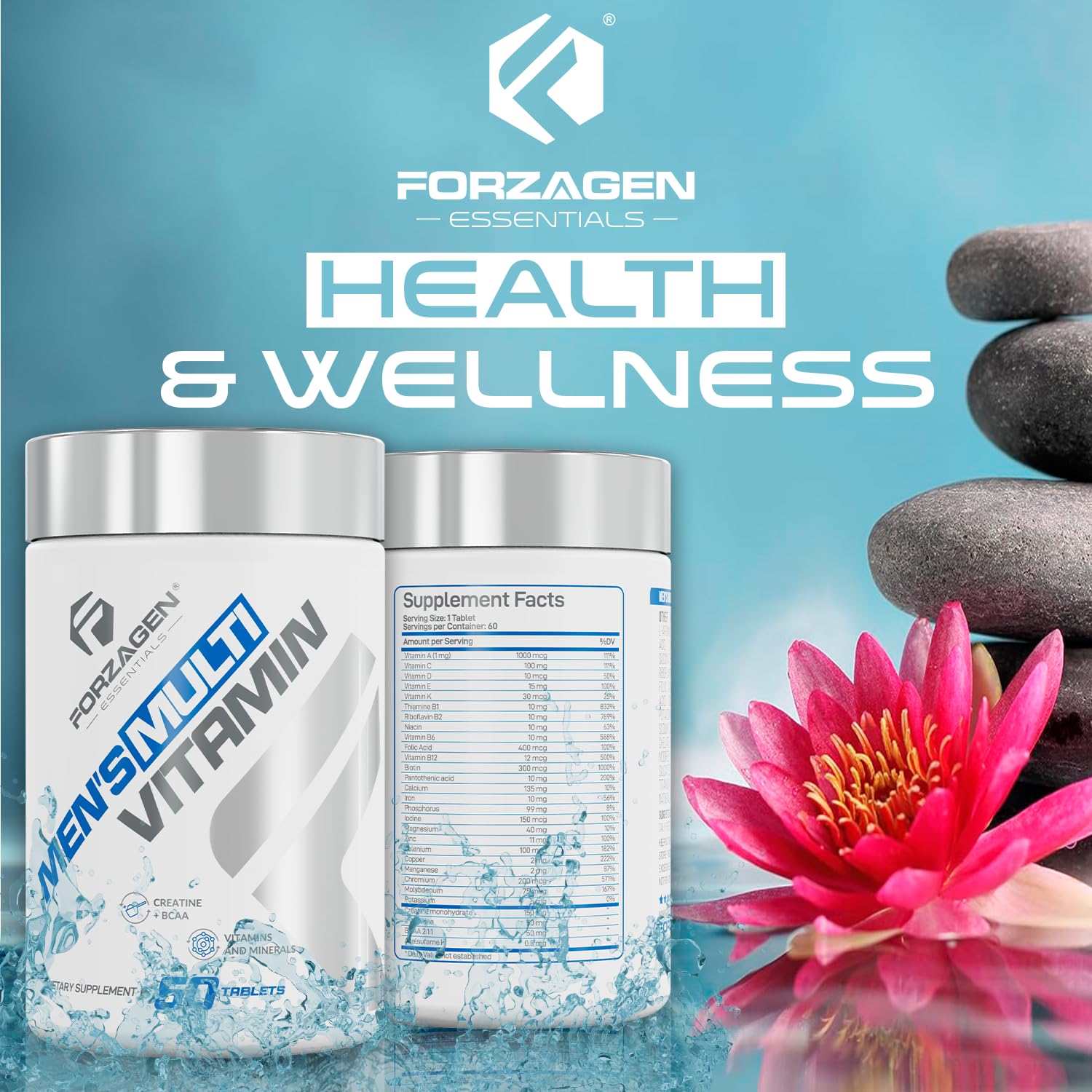 Forzagen Essentials Men's Multivitamin with Creatine and BCAA, Complete Vitamin and Mineral Complex, 60 Tablets Forzagen buy supplements canada