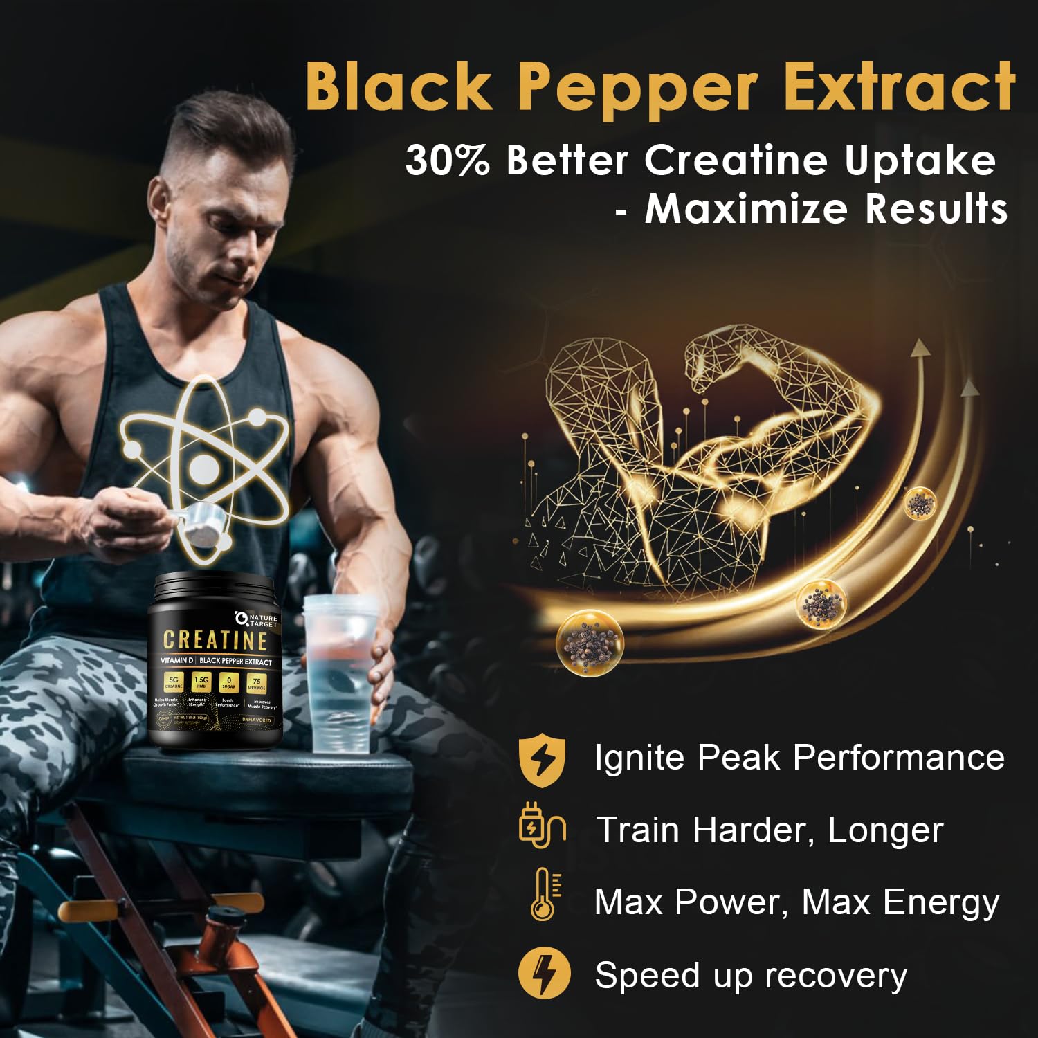 Micronized Creatine Monohydrate for Women and Men, Creatine Powder for Men-Women for Improve Performance and Strength, Support Muscle Growth and Workout Recovery, 6.5g per Servings, 75 Servings NATURE TARGET buy supplements canada