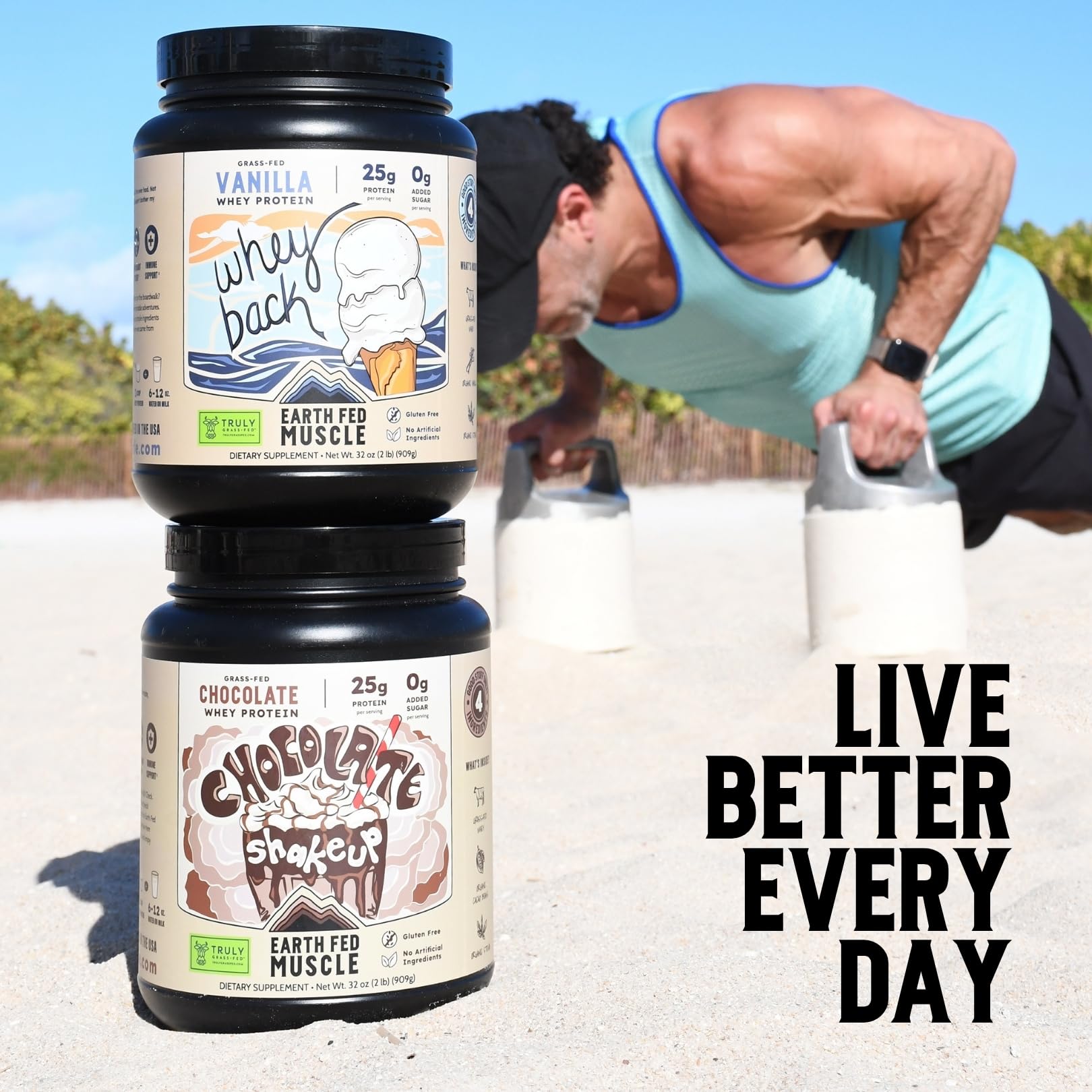 Earth Fed Muscle Whey Back Irish Grass Fed Whey Protein Isolate, Third-Party Certified. 25g Protein, Vanilla - Non-GMO, Hormone Free, Soy Free, Gluten Free - 2 LB, 29 Servings Earth Fed Muscle buy supplements canada