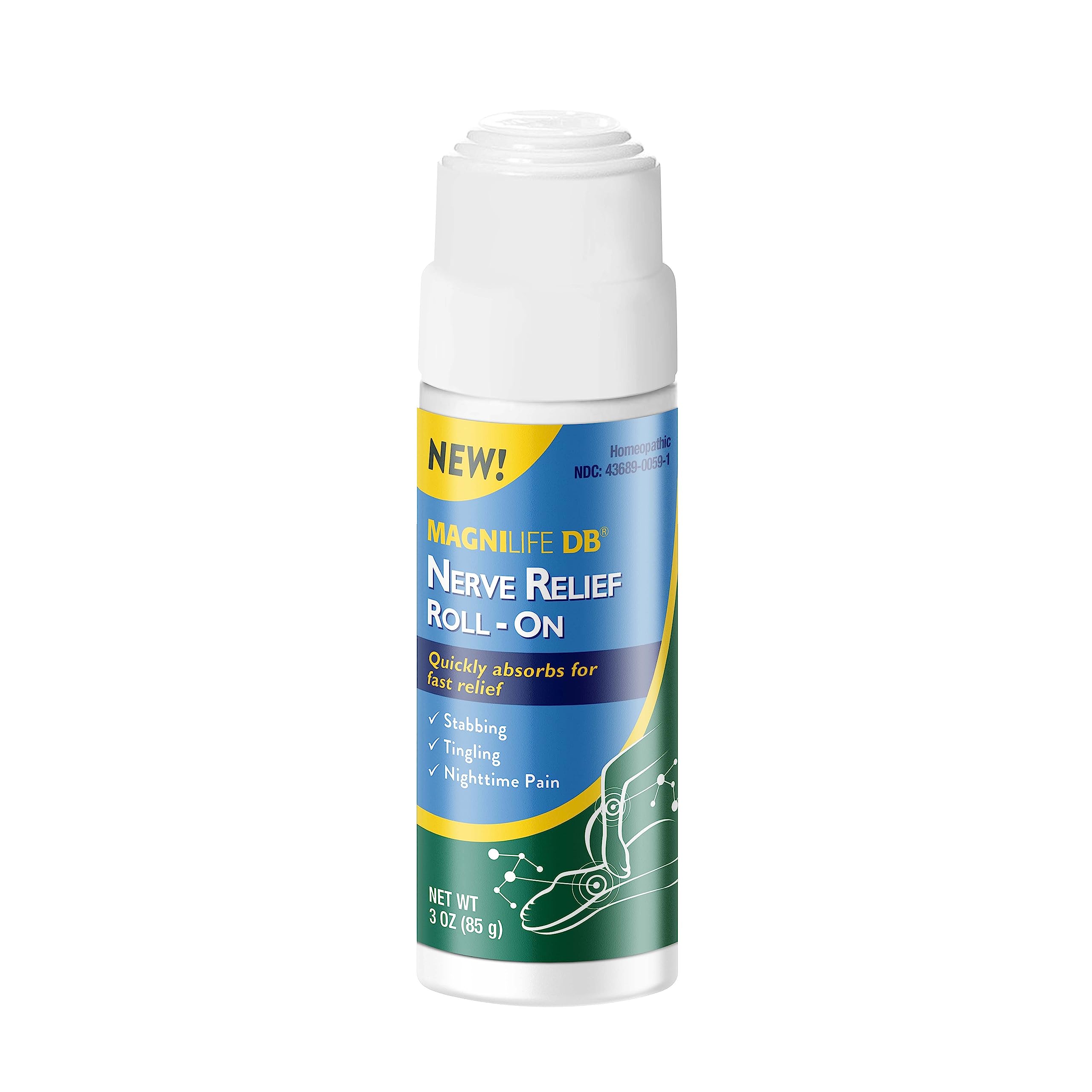 Magnilife DB Nerve Relief Roll On, 3 Oz, Topical Nerve Pain Relief for Feet, Legs, Hands & Arms, Helps Soothe Stabbing, Burning & Tingling Discomfort, Fast-Absorbing, Non-Greasy & Unscented Formula MagniLife buy supplements canada