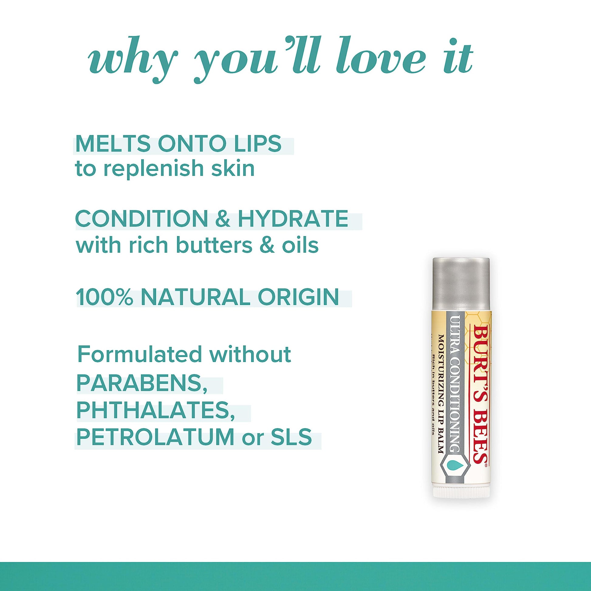 Burt's Bees Lip Balm, Moisturizing Lip Care, 100% Natural Origin, Ultra Conditioning with Shea, Cocoa & Kokum Butter (4 Pack) Burt's Bees buy supplements canada