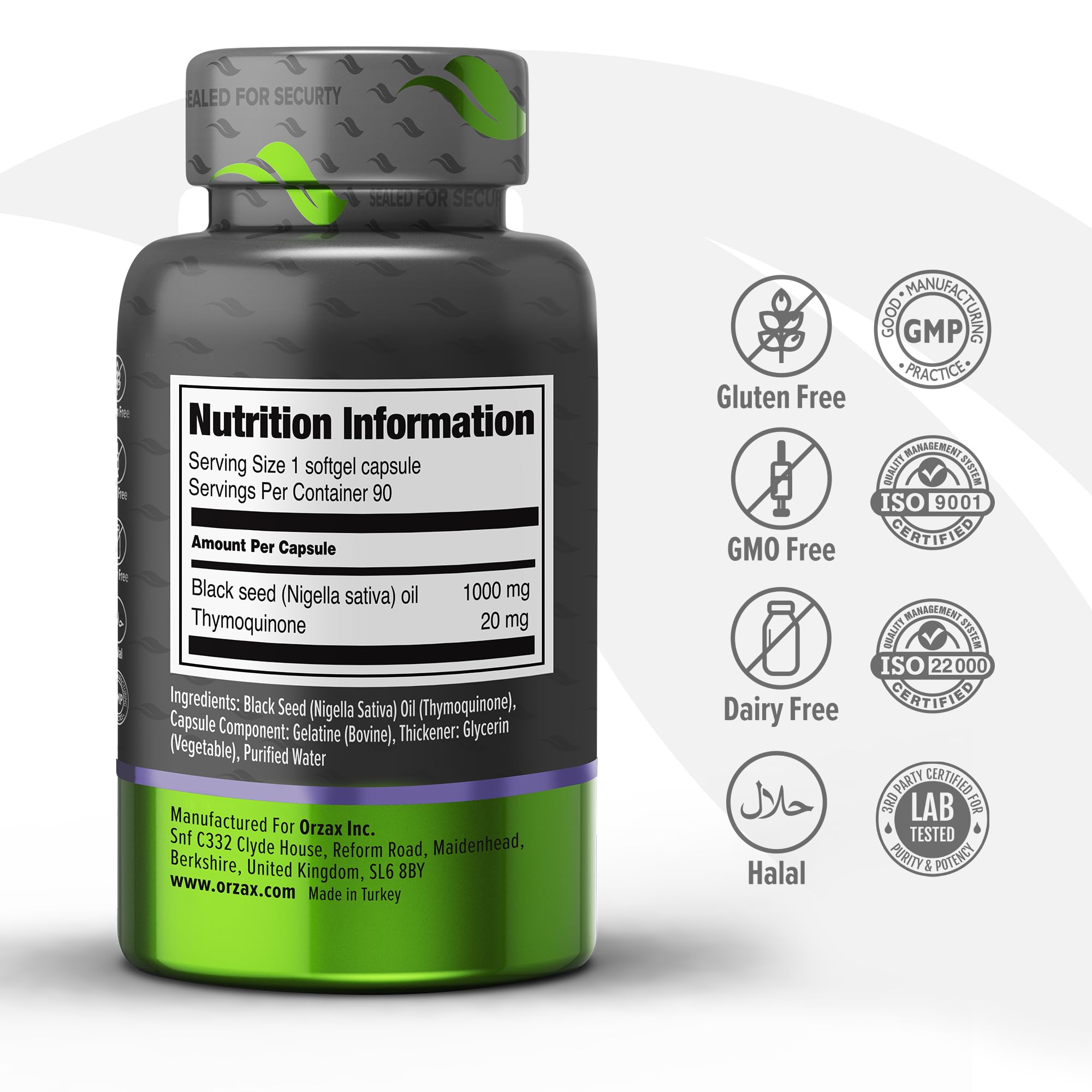 ORZAX Black Seed Oil Organic Cold Pressed Capsules with 2% Thymoquinone ORZAX buy supplements canada
