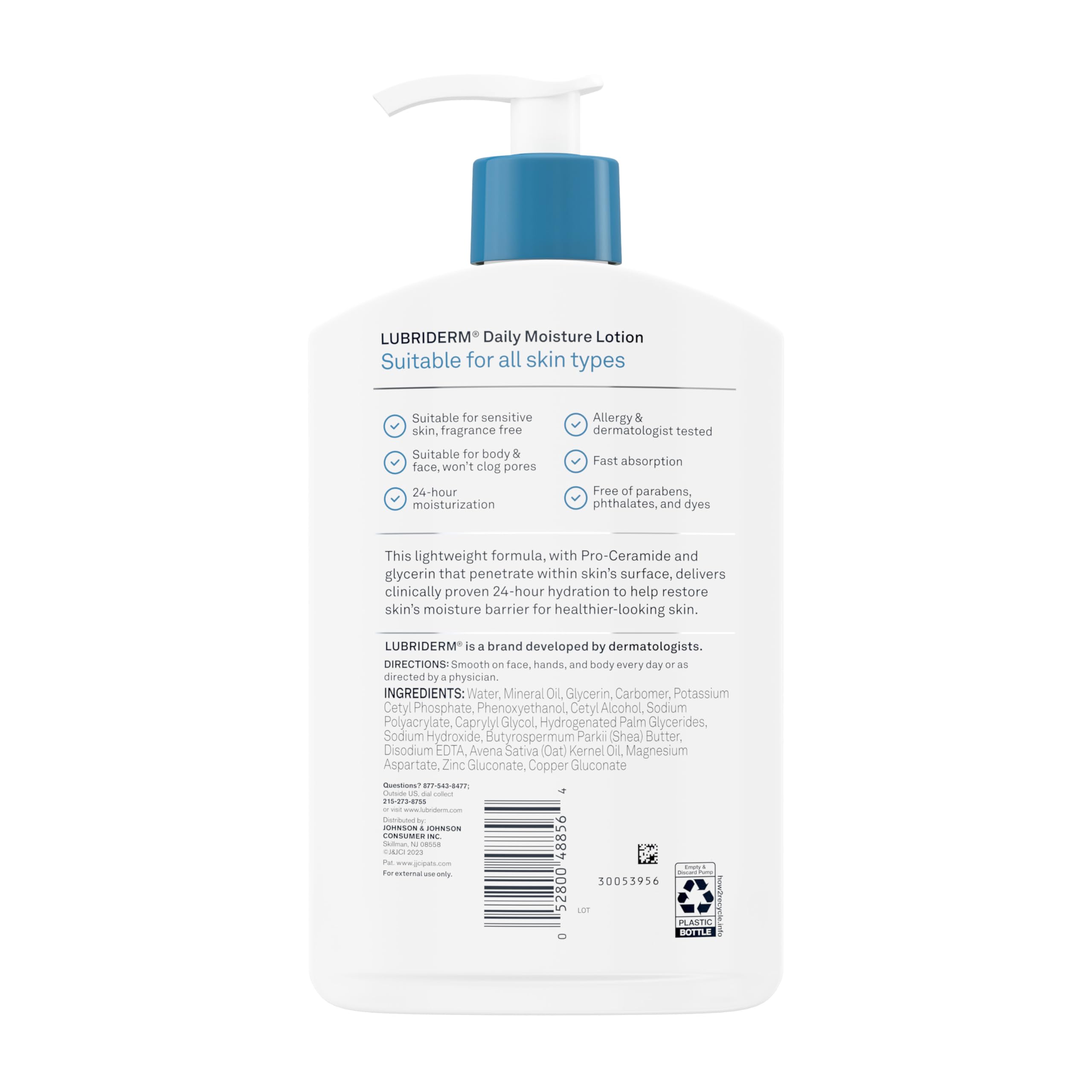 Lubriderm Fragrance Free Daily Moisture Lotion + Pro-Ceramide, Shea Butter & Glycerin, Face, Hand & Body Lotion for Sensitive Skin Lubriderm buy supplements canada