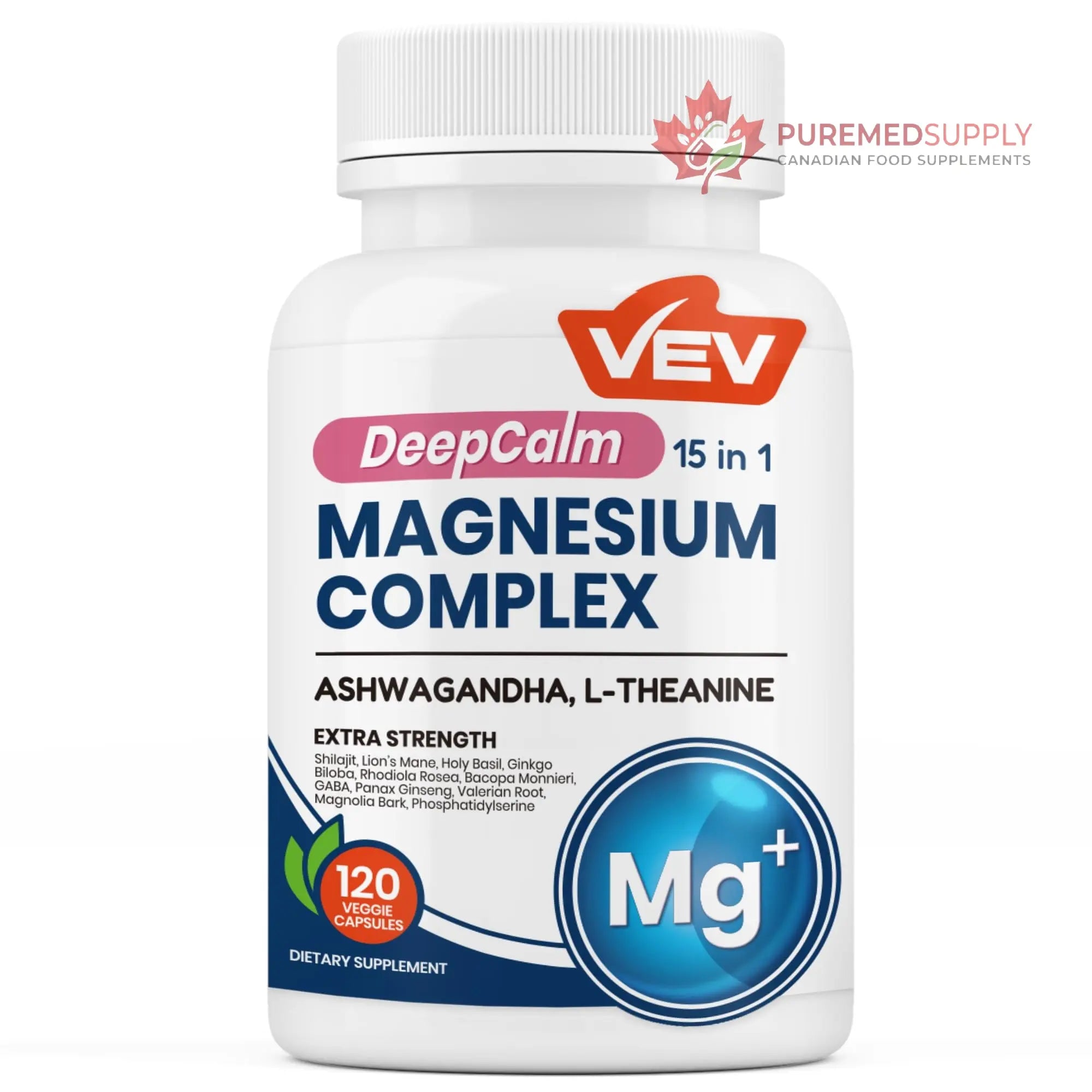 VEV DeepCalm Magnesium Complex for Women – 15-in-1 Glycinate & Citrate Capsules with Ashwagandha & L-Theanine – 120 Vegan Capsules VEV buy supplements canada