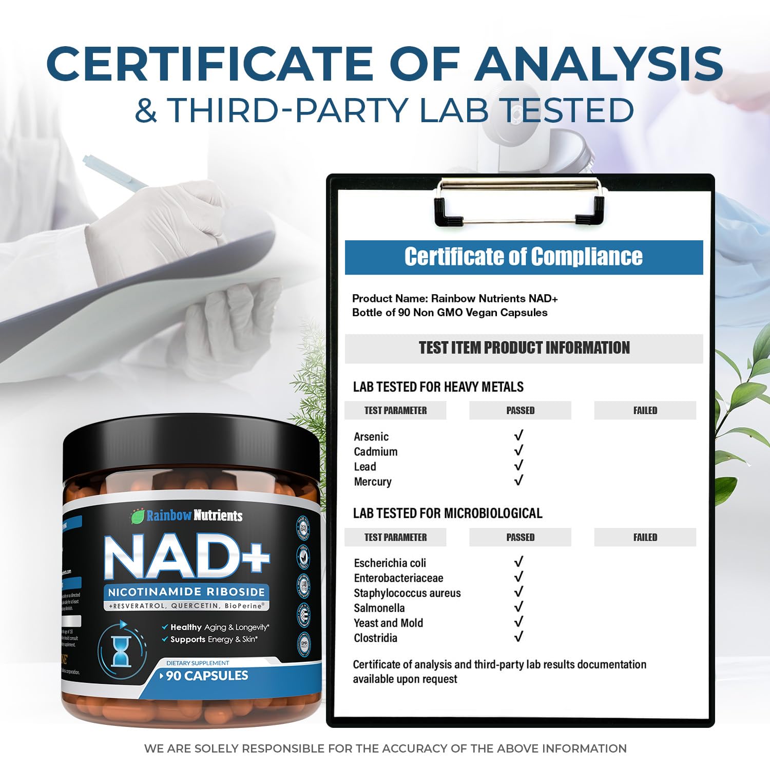 2010 MG NAD+ Supplement- Nicotinamide Riboside, Resveratrol, Quercetin & BioPerine® (High Absorption)- Natural NAD Booster for Anti-Aging, Cellular Energy, Skin- For Women & Men- 90 V Capsules Rainbow Nutrients, LLC buy supplements canada