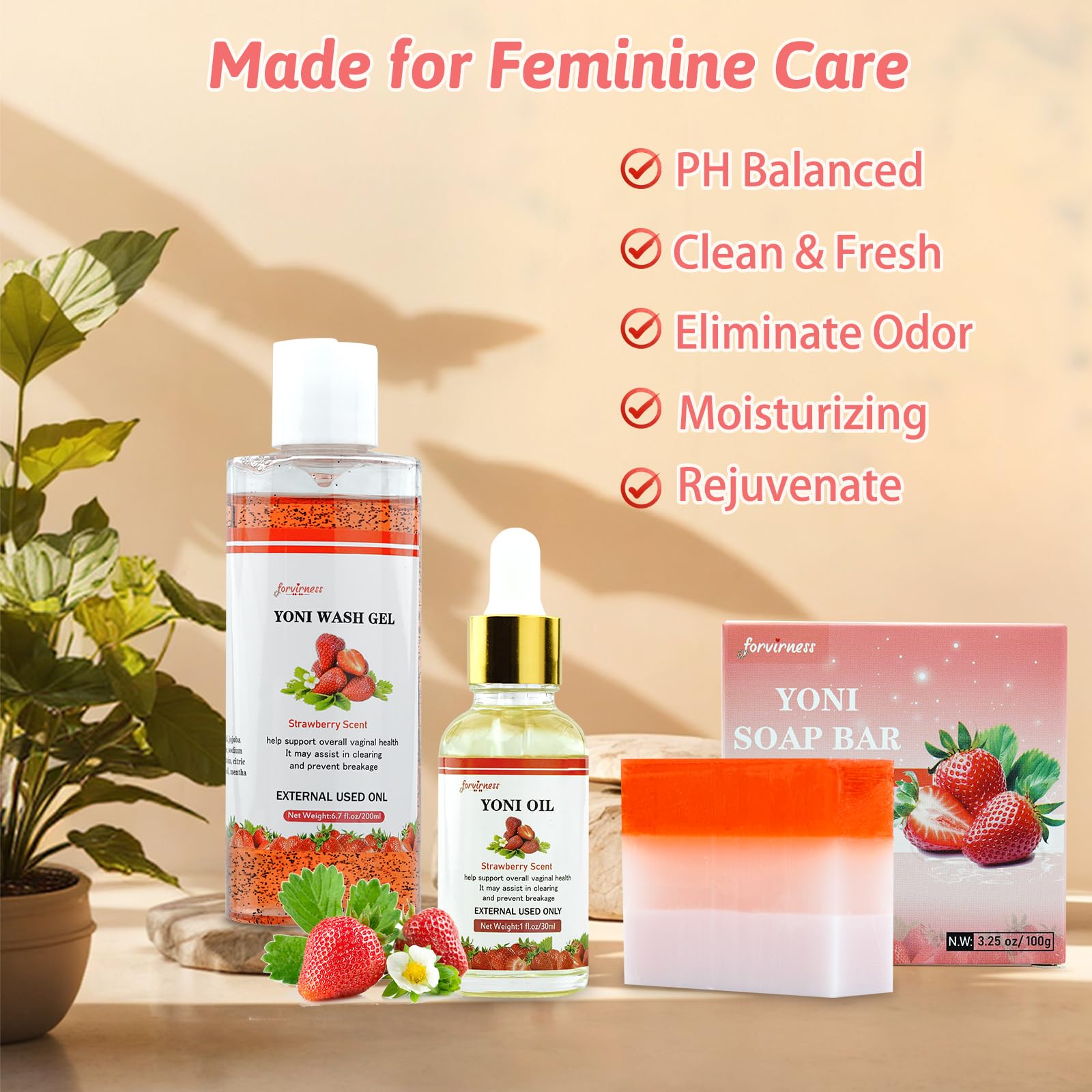 Yoni Wash Yoni Oil Yoni Bar Soap for Women PH Balance, Strawberry Body Oil, Feminine Wash forvirness buy supplements canada