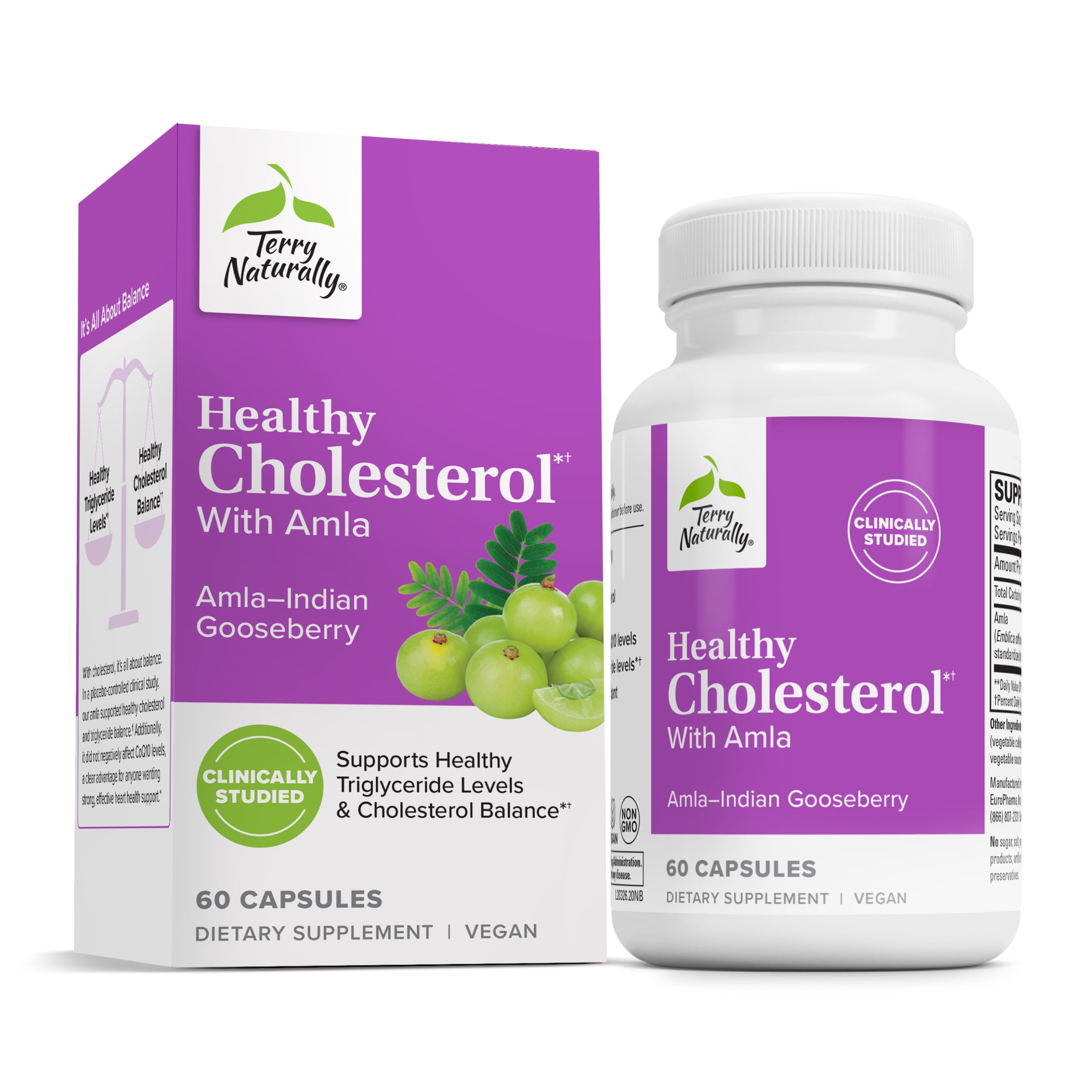 Terry Naturally Healthy Cholesterol with Amla - Antioxidant Supplement for Immune & Heart Support - Supplement to Aid Healthy Cholesterol & Triglyceride - 60 Capsules Terry Naturally buy supplements canada