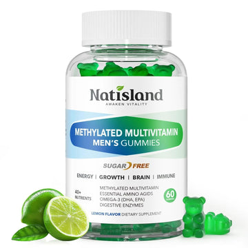 Methylated Multivitamin for Men Gummies, Men`s Multivitamins Gummies with Vitamin B Complex, A, C ,D3, E, K2, Calcium, Magnesium, Omega-3 NATISLAND buy supplements canada