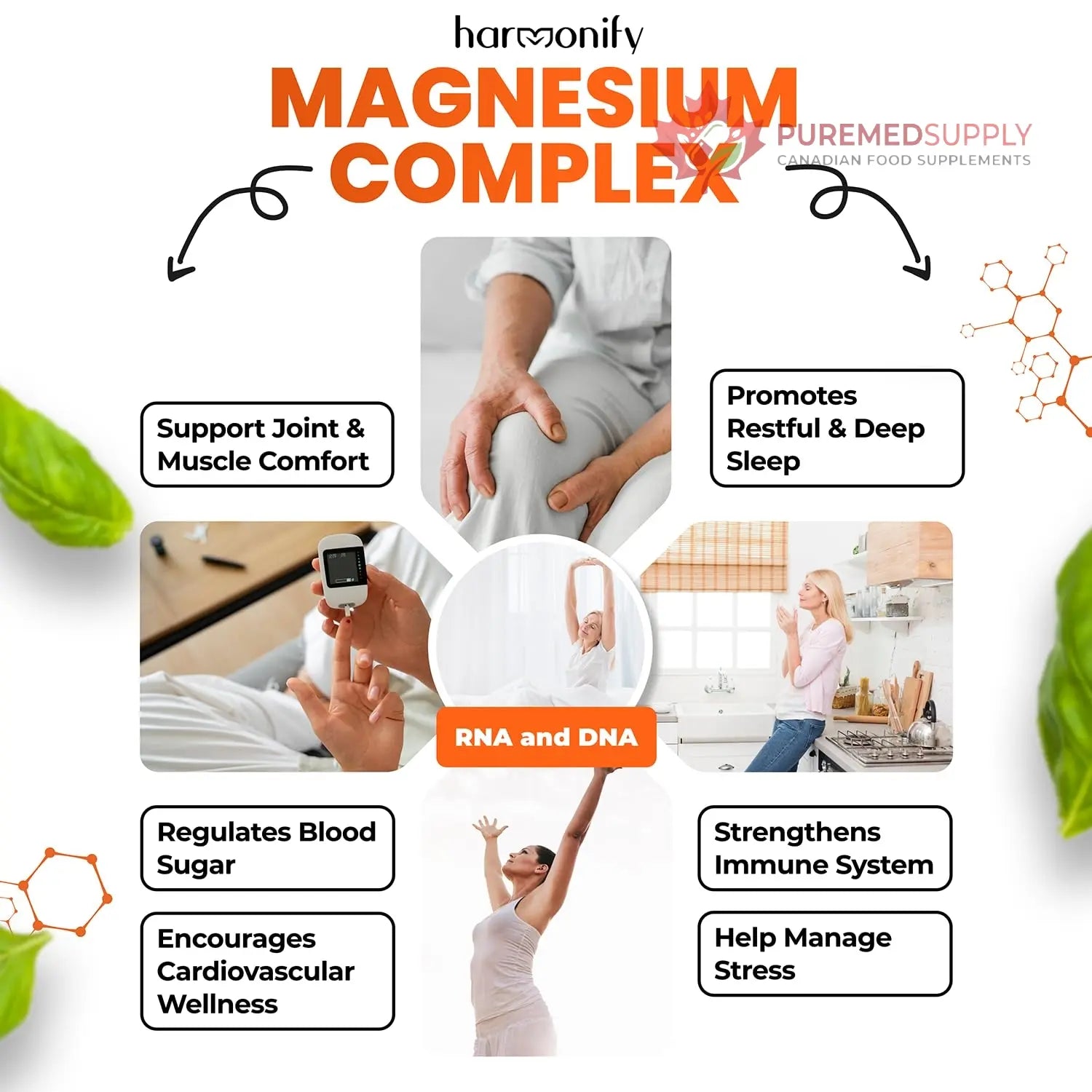HARMONIFY Magnesium Glycinate Citrate Malate Aspartate Gluconate, 5 in 1 Formula, 120 Purified Veggie Capsule, 1000 mg, Gluten Free, Non-GMO, 60 Days Serving HARMONIFY buy supplements canada