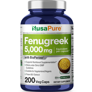 NusaPure Fenugreek Capsules, 50:1 Extract, 100 mg Equivalent to 5,000mg, 200 Veggie Caps, Non-GMO, Vegan NusaPure buy supplements canada