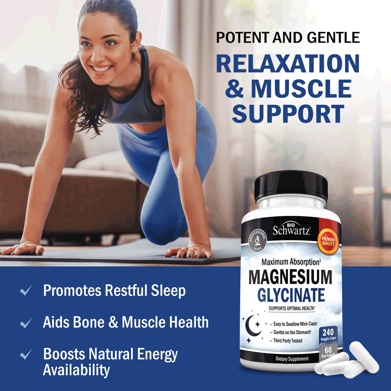 BioSchwartz Magnesium Glycinate 500mg Capsules (240 Mini Caps) Maximum Absorption Magnesium Supplement for Healthy Nerves Muscles Heart Mood and Sleep Support (Vegan, Gluten-Free, Non-GMO) BioSchwartz buy supplements canada