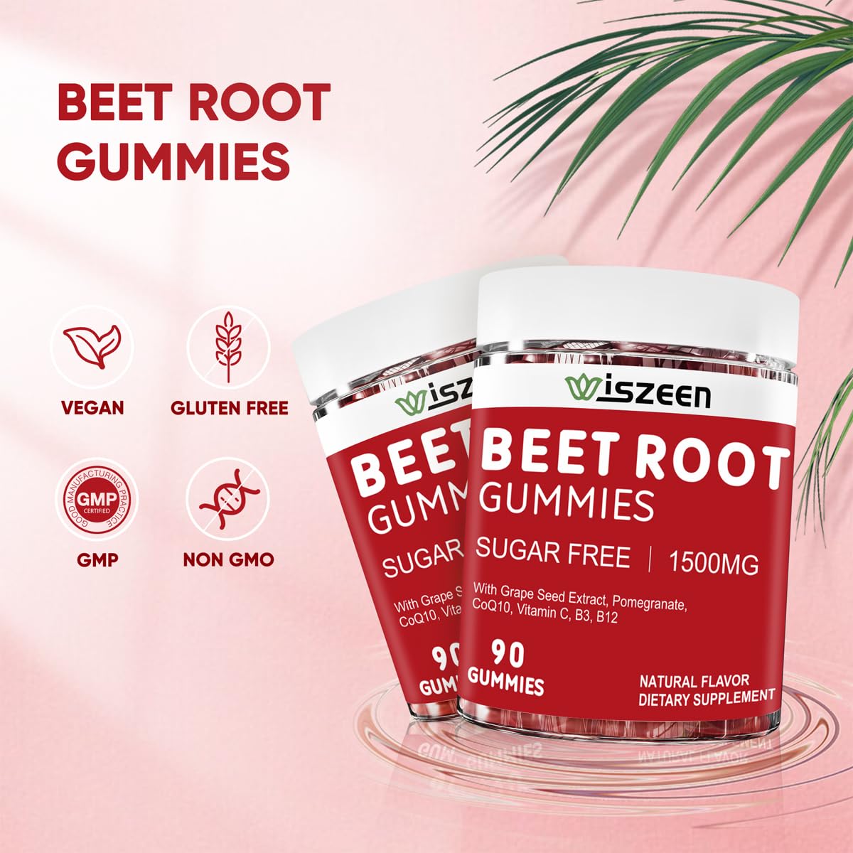 Wiszeen Beet Root Gummies - 60 Servings - Beets Gummies Beet Chews Nitric Oxide Wiszeen buy supplements canada