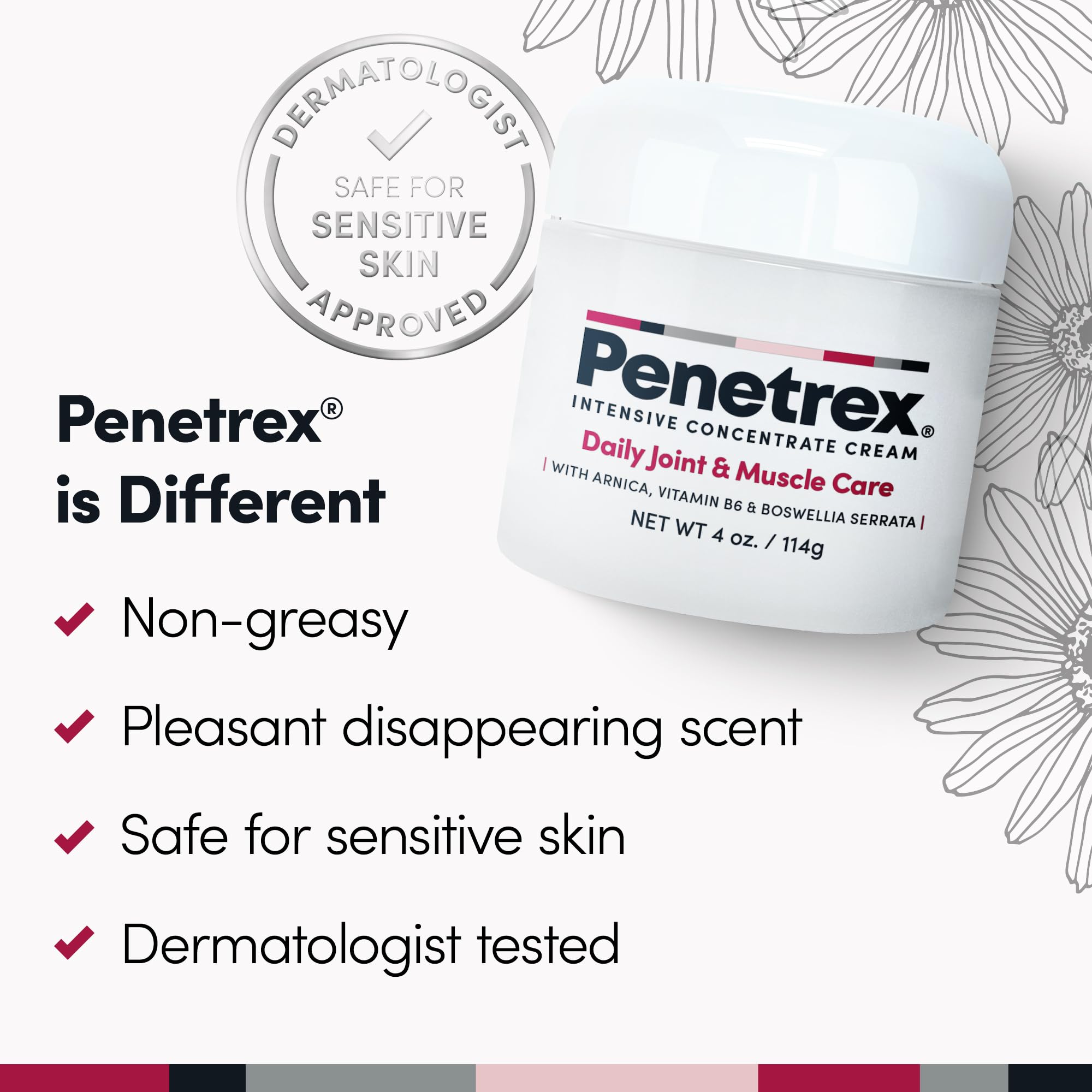 Penetrex Joint & Muscle Therapy - Soothing Comfort for Back, Neck, Hands, Feet - Premium Whole Body Rub with Arnica, Vitamin B6 MSM & Boswellia - Non-Greasy 4oz Cream Penetrex buy supplements canada