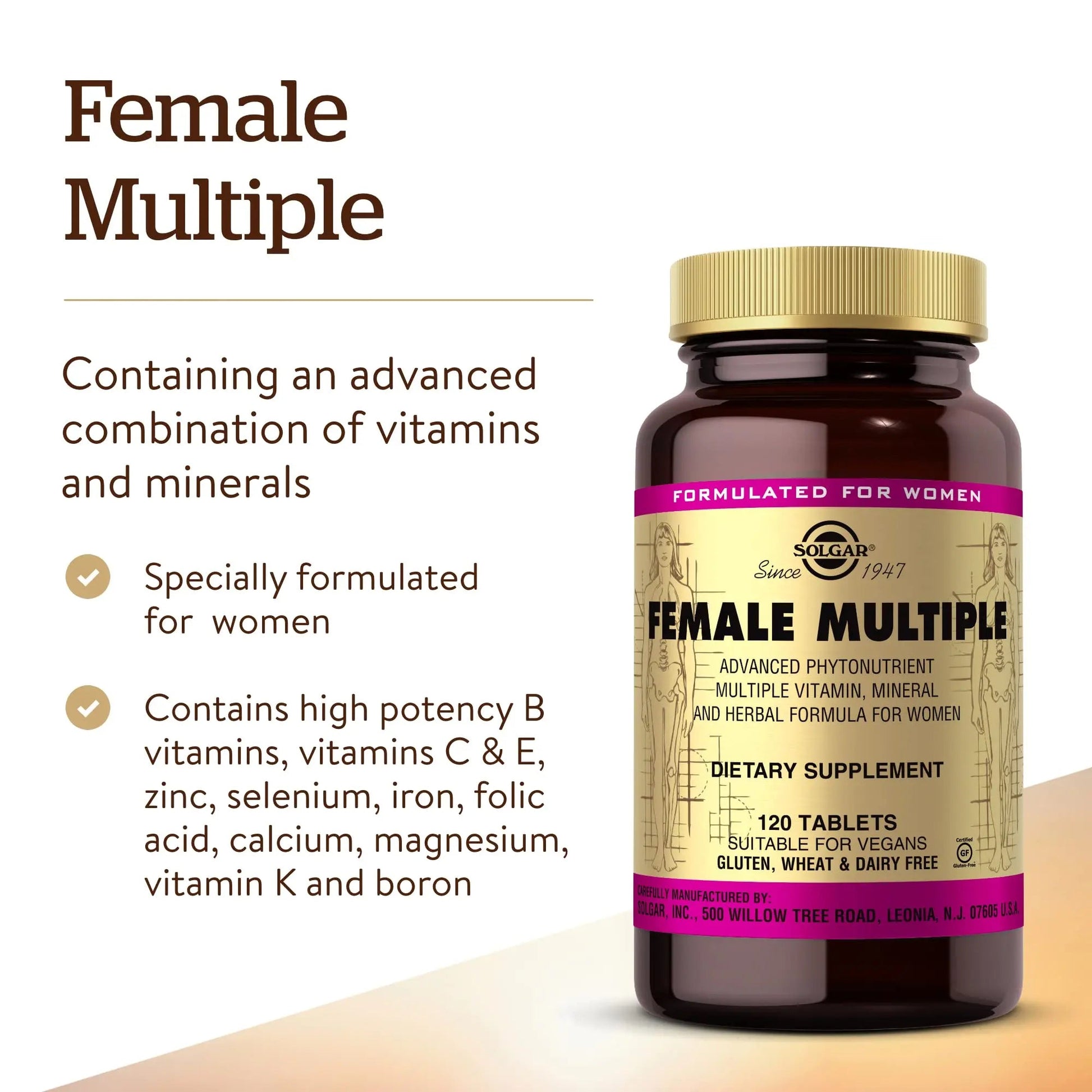 Solgar Female Multiple, 120 Tablets - Multivitamin, Mineral & Herbal Formula for Women - Advanced Phytonutrient Solgar buy supplements canada
