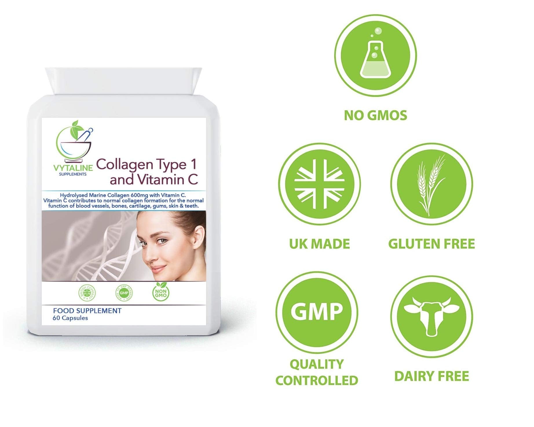 Marine Collagen Supplement for Women with Vitamin C - High Strength 600mg of Pure Hyaluronic VYTALINE buy supplements canada