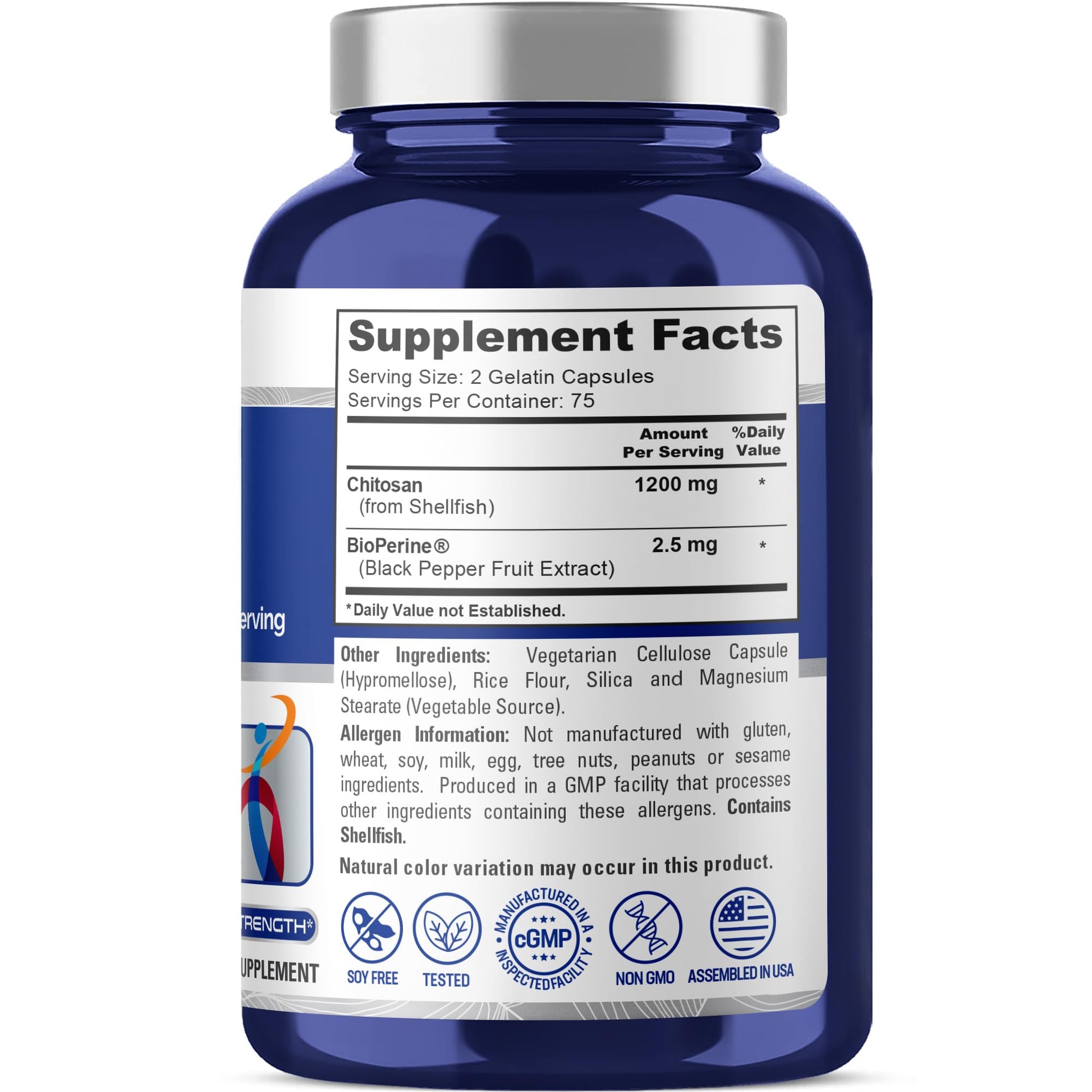 NusaPure Chitosan 1200mg 150 Caps (Non-GMO & Soyfree) with Bioperine NusaPure buy supplements canada