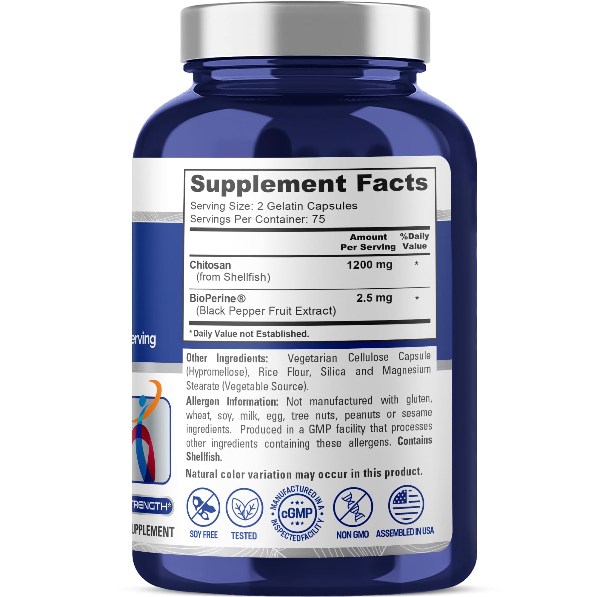 NusaPure Chitosan 1200mg 150 Caps (Non-GMO & Soyfree) with Bioperine NusaPure buy supplements canada