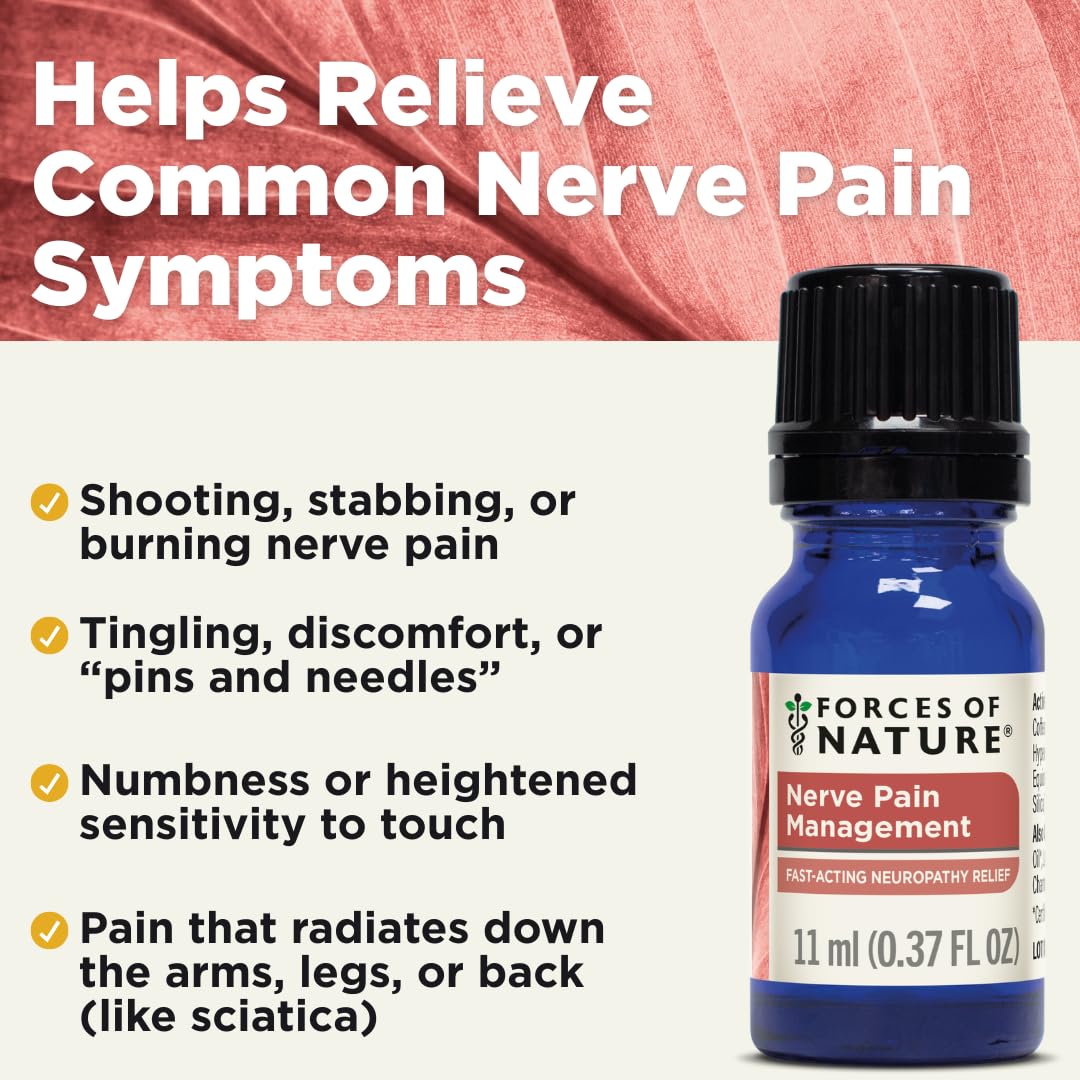 Forces of Nature Nerve Pain Management, Organic Topical Relief for Neuropathy & Nerve Discomfort, Homeopathic Medicine Supports Relief from Shooting Pains for Back, Hands, Legs and Feet, .37 fl oz Forces of Nature buy supplements canada