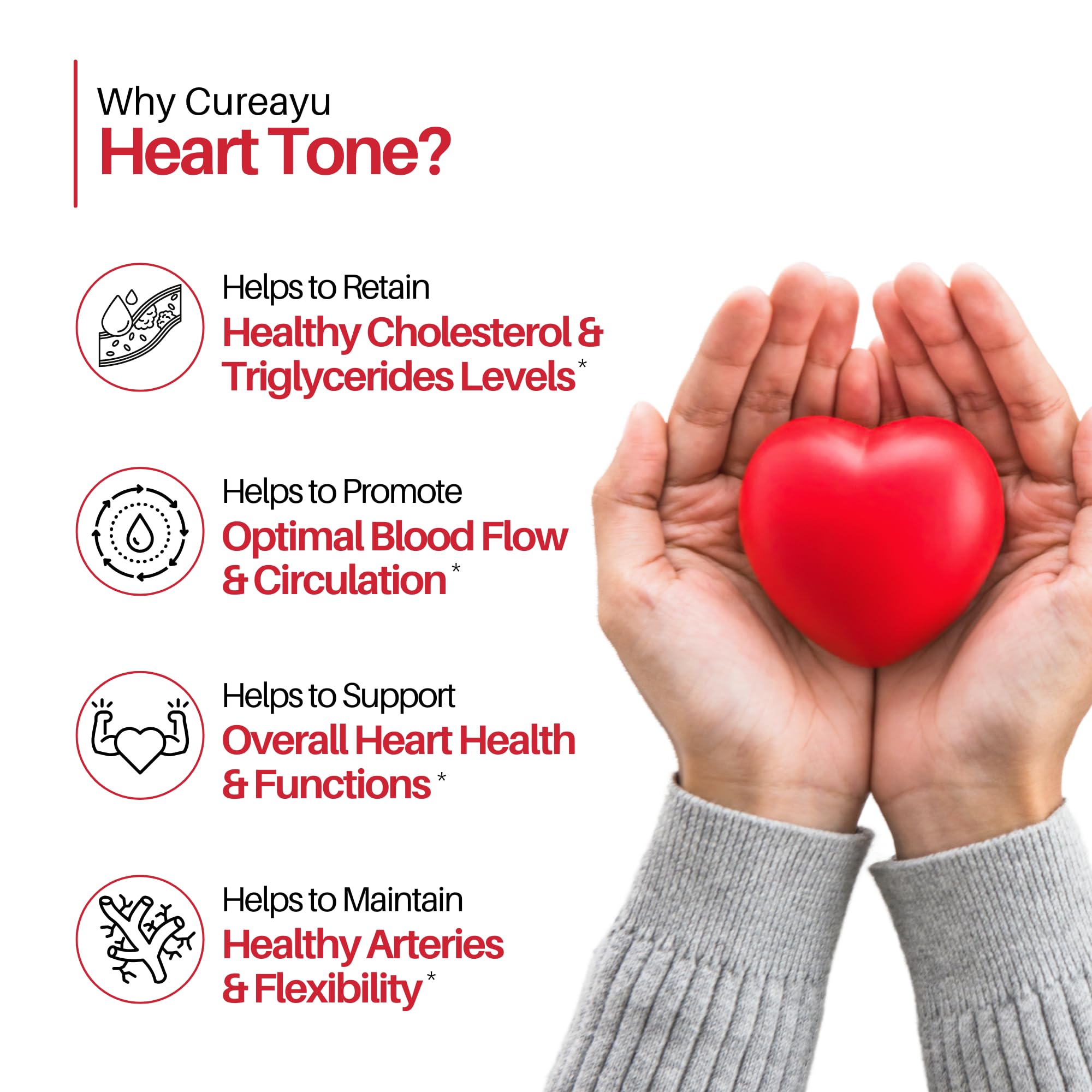 Cureayu Heart Tone Capsules | Natural Heart Health Supplement | Supports Healthy Cholesterol & Triglycerides Levels | with Arjuna, Pushkarmool + 8 Other Herbs | 90 Capsules Cureayu buy supplements canada