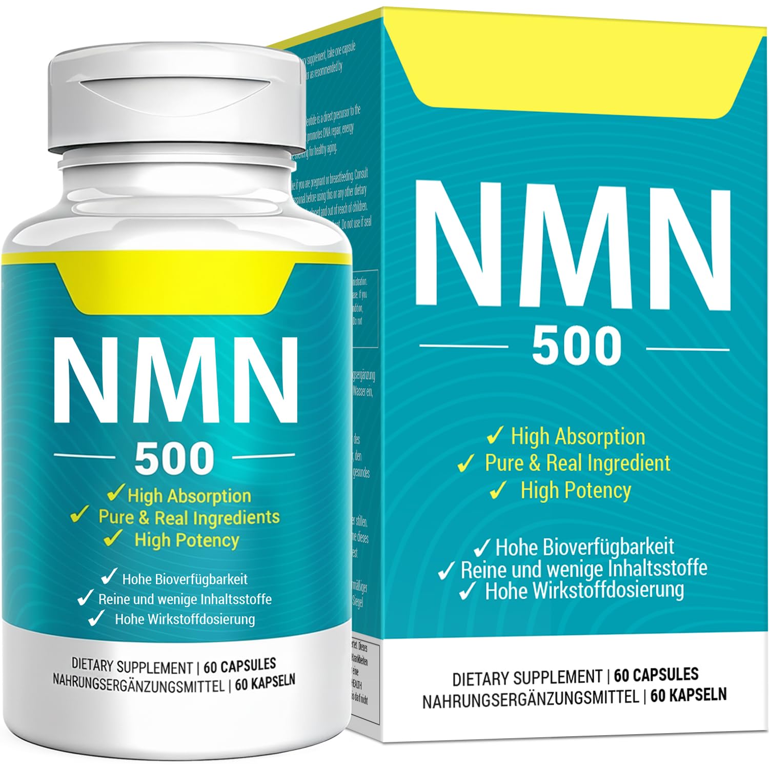 Vegan NMN Supplement 500mg, Higher Absorption - 99% Pure NMN (Nicotinamide Mononucleotide)for NAD+, Cellular Energy Immune Muscle, Anti-Aging & Longevity, Stabilized NMN - 60 Capsules (60 Days Supply) Nivantav buy supplements canada