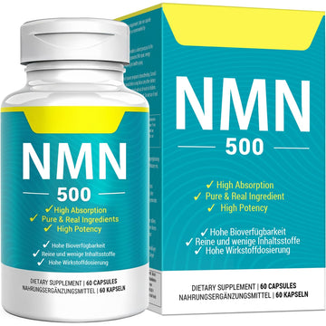 Vegan NMN Supplement 500mg, Higher Absorption - 99% Pure NMN (Nicotinamide Mononucleotide)for NAD+, Cellular Energy Immune Muscle, Anti-Aging & Longevity, Stabilized NMN - 60 Capsules (60 Days Supply) Nivantav buy supplements canada