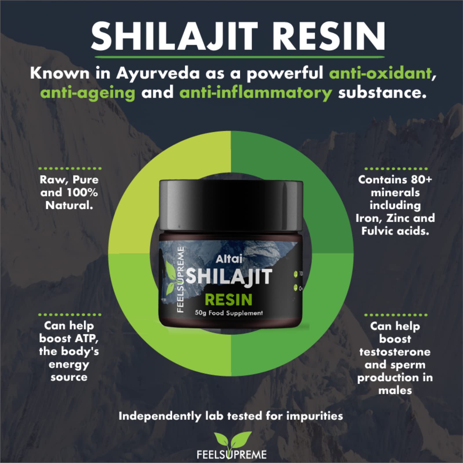 Natural Black Altai Shilajit Resin Large (50g) Pot | 100% Pure Additive Free | 80 Trace Feel Supreme buy supplements canada