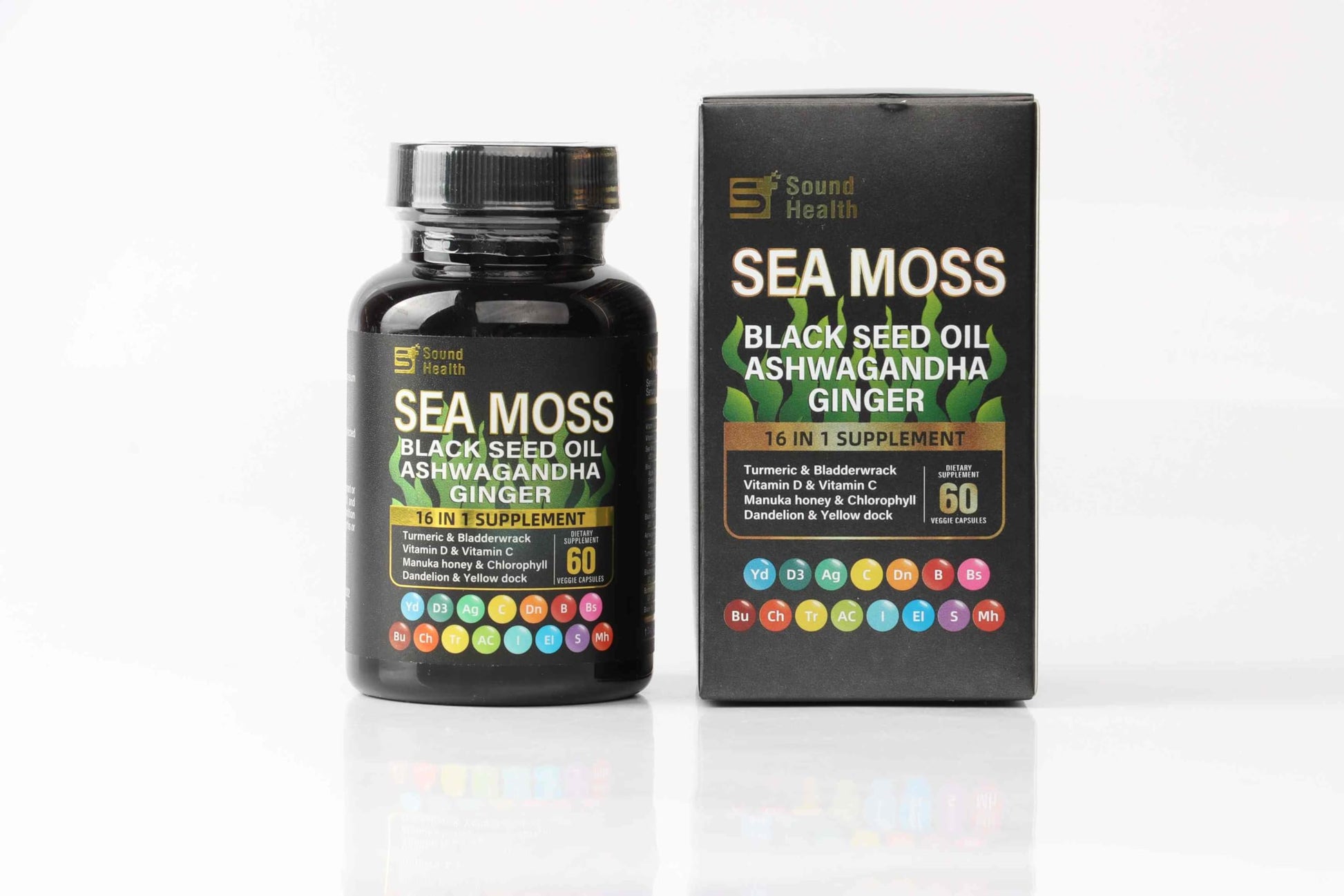 Sea Moss Capsules with Ashwagandha, Turmeric, Bladderwrack, Vitamins C & D for Natural Energy, Sleep Support & Hair Growth, 1200mg Herbal Blend, for Man & Women, Third-Party Tested，16-in-1 Supplement SoundHealth buy supplements canada