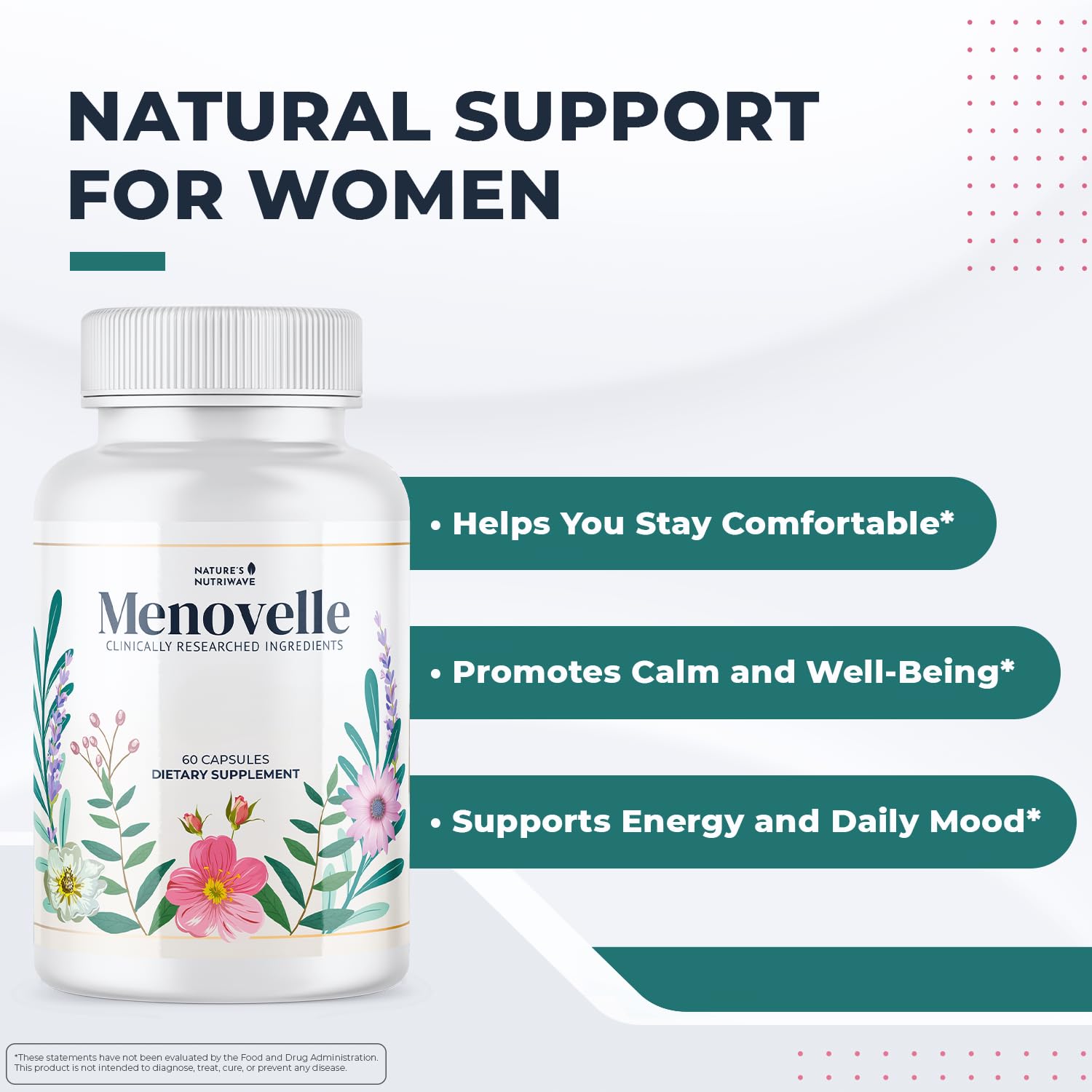 Nature’s NutriWave Menovelle Capsules for Women – Natural Daily Support Formula with Mushrooms and Botanicals – Non-GMO, Easy to Take, Made in the USA, 60 Capsules, 30 Servings, 1 Month Supply Nature’s NutriWave buy supplements canada