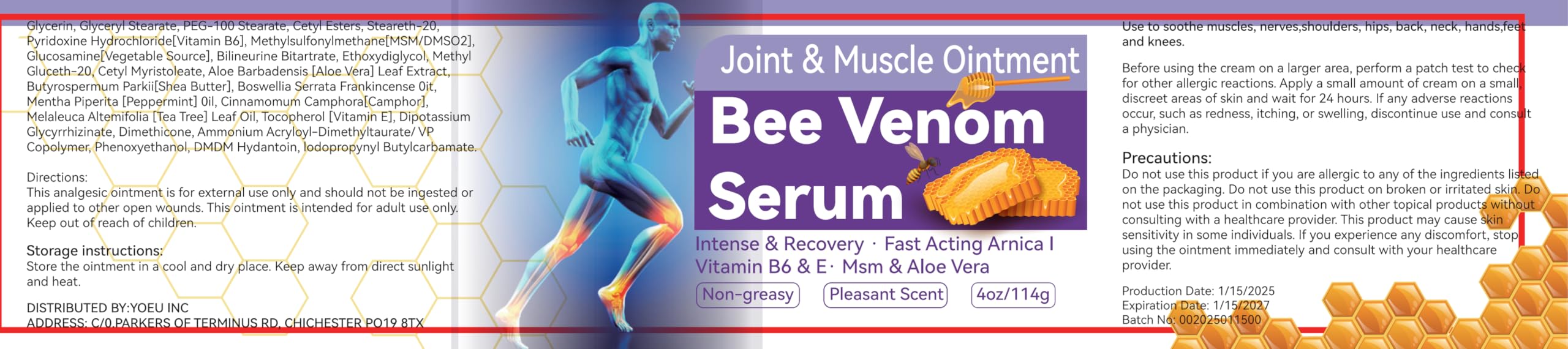 Cedonivor Bee Venom Joint Cream, Joint & Muscle Soothing, Bee Venom Cream for Back, Knee, Hands, Neck, Feet Cedonivor buy supplements canada