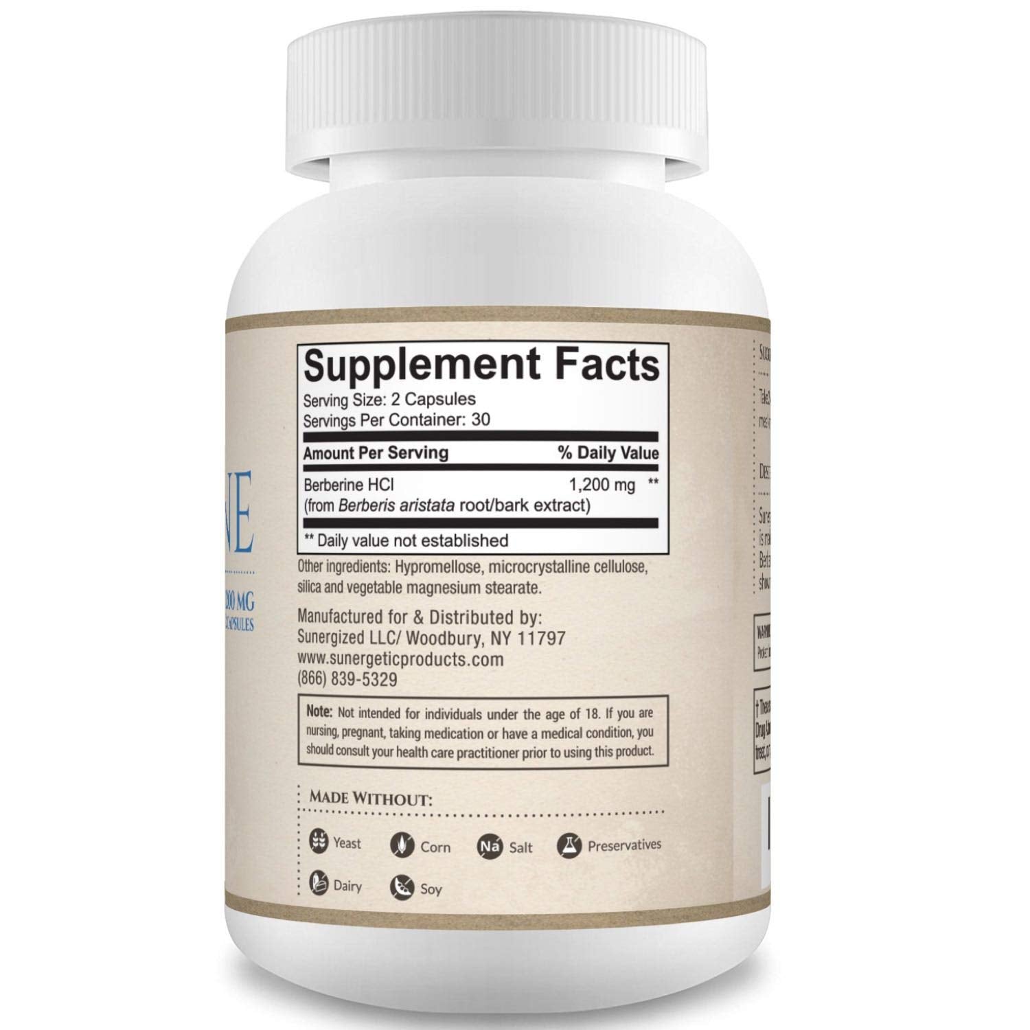 Premium Berberine Supplement - 1200mg of Berberine Per Serving - Berberine HCL Sunergetic buy supplements canada