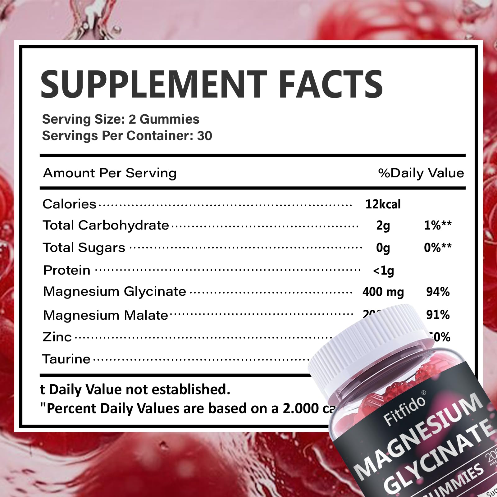 Magnesium Glycinate Gummies 400mg, Chewable Sugar Free Magnesium Supplement with Magnesium Glycinate, Magnesium Malate and Protein for Sleep, Relaxation, Brain & Muscle - Vegan (60 Count, Raspberry) Fitfido buy supplements canada