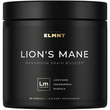 20,000mg 16x Strength Lions Mane Supplement Capsules Super Nootropic w. Ashwagandha & Rhodiola - Highest Potency Lion's Mane Mushroom Extract 50% Polysaccharides Brain Supplements for Memory and Focus TERRA ELMNT buy supplements canada