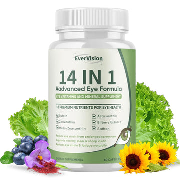 EVERVISION 14 in 1 Advanced Eye Formula, Eye Vitamin and Mineral Supplement with Zinc, Lutein, Zeaxanthin & Bilberry Extract, 60ct EVERVISION buy supplements canada
