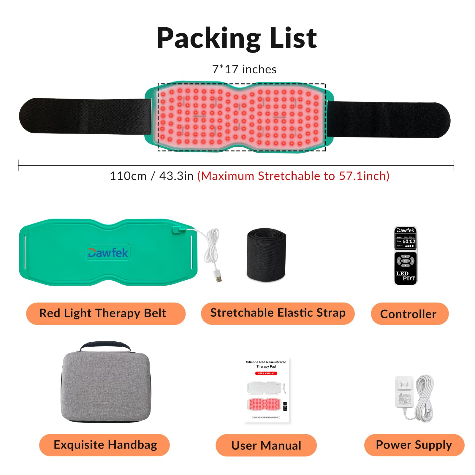 Dawfek Red Light Therapy Belt for Pain Relief Silicone Wearable Near Infrared Light Wrap Deep Dawfek buy supplements canada