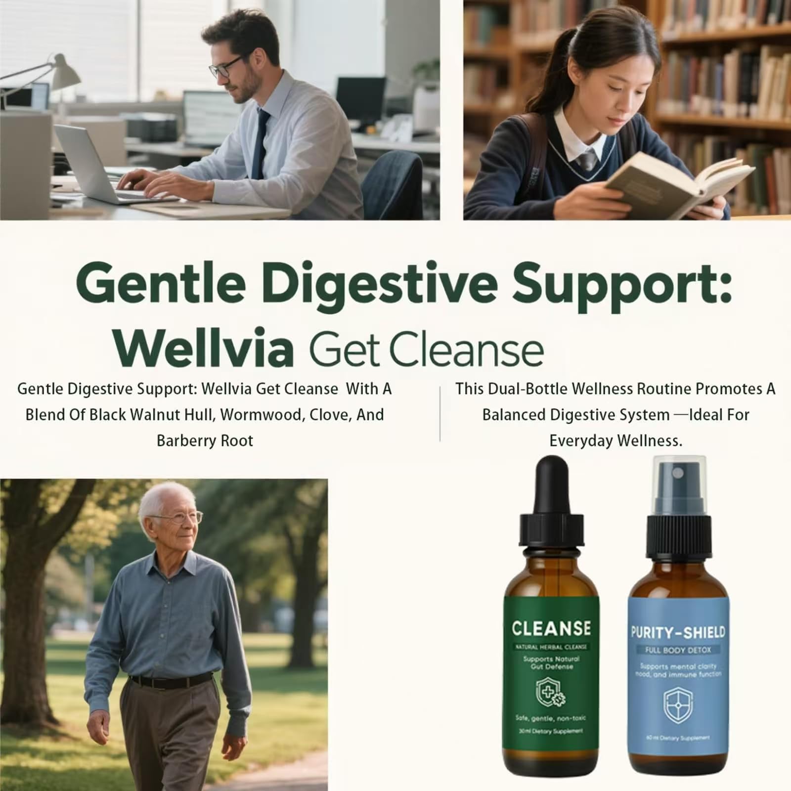 EZTZMCN Wellvia Gut Cleanse, Purity Shield, Gut and Colon Support, Non-GMO for Women & Men, Black Walnut Hull, Wormwood, Ginger, 2 PCS EZTZMCN buy supplements canada