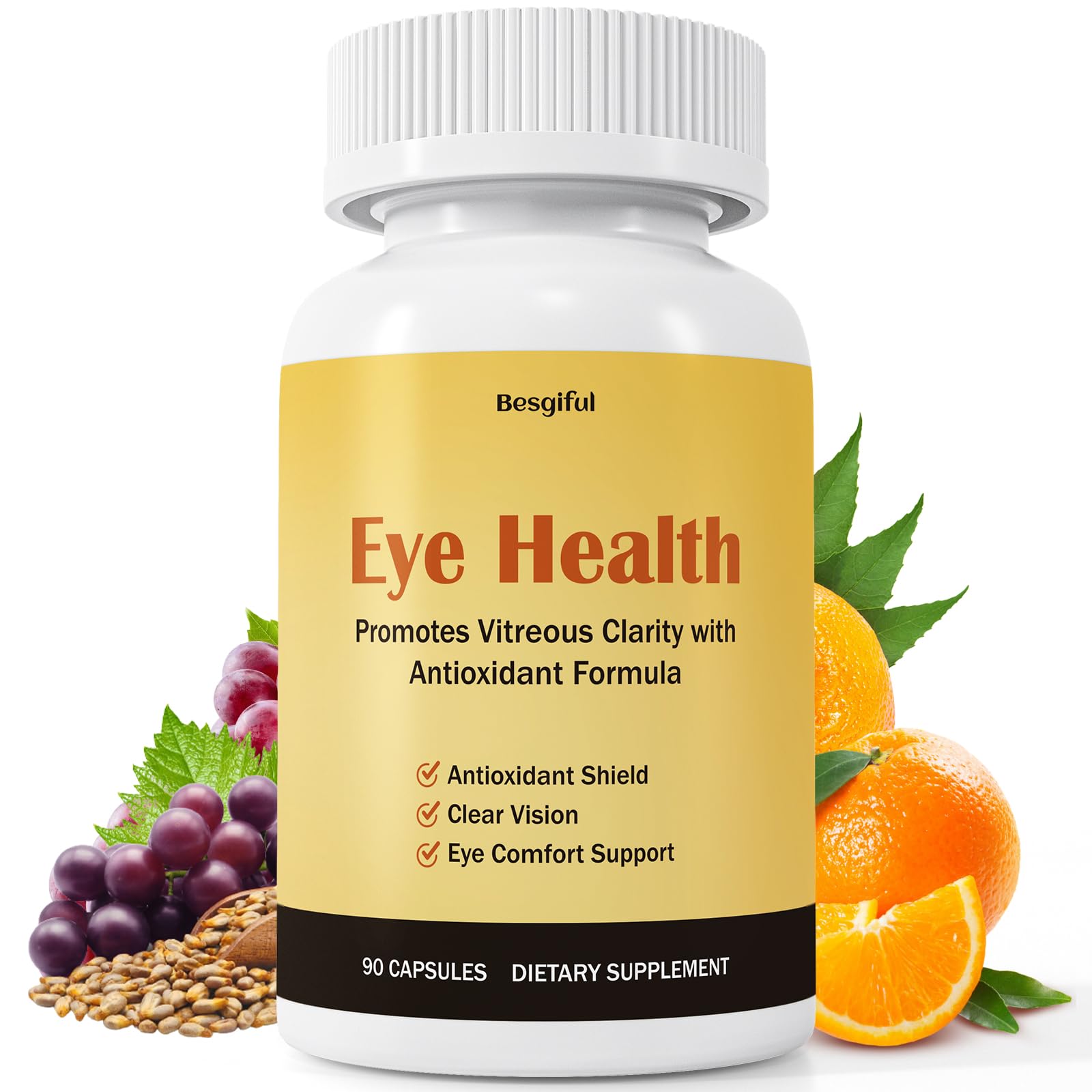 Besgiful Eye Supplement for Vitreous Health, Promotes Clear Vision, Improves Eye Strain & Dryness, Reduces Squiggly Lines, Eye Degeneration, Clear Eye Support, 90 Vegan Capsules Besgiful buy supplements canada