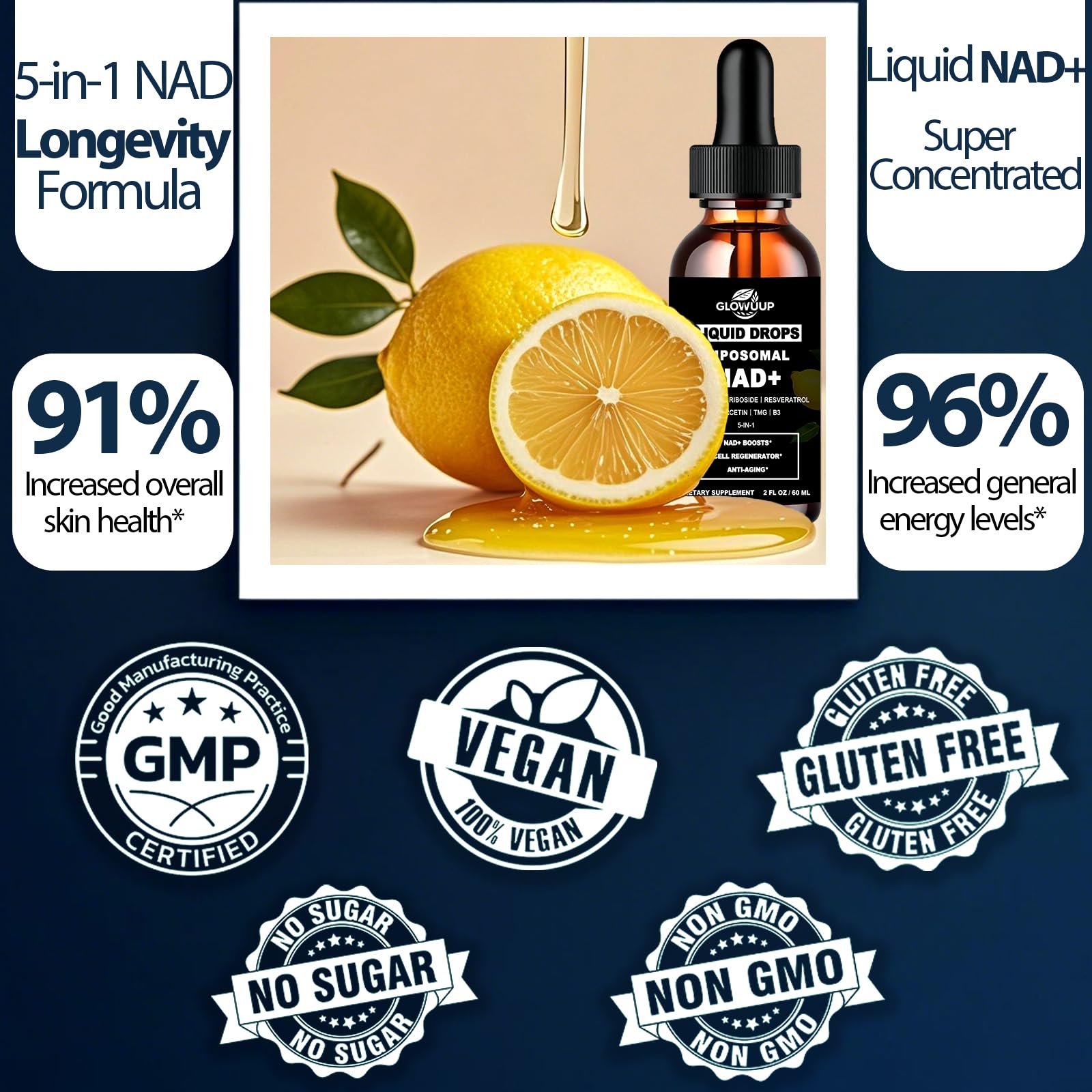 NAD Supplements for Women & Men, Liposomal NAD Nicotinamide Riboside Resveratrol 900mg w. B3 Vitamin Quercetin TMG, Liquid Resveratrol NAD Plus Supplement for Anti-Aging Energy Focus Longevity GLOVVUUP buy supplements canada