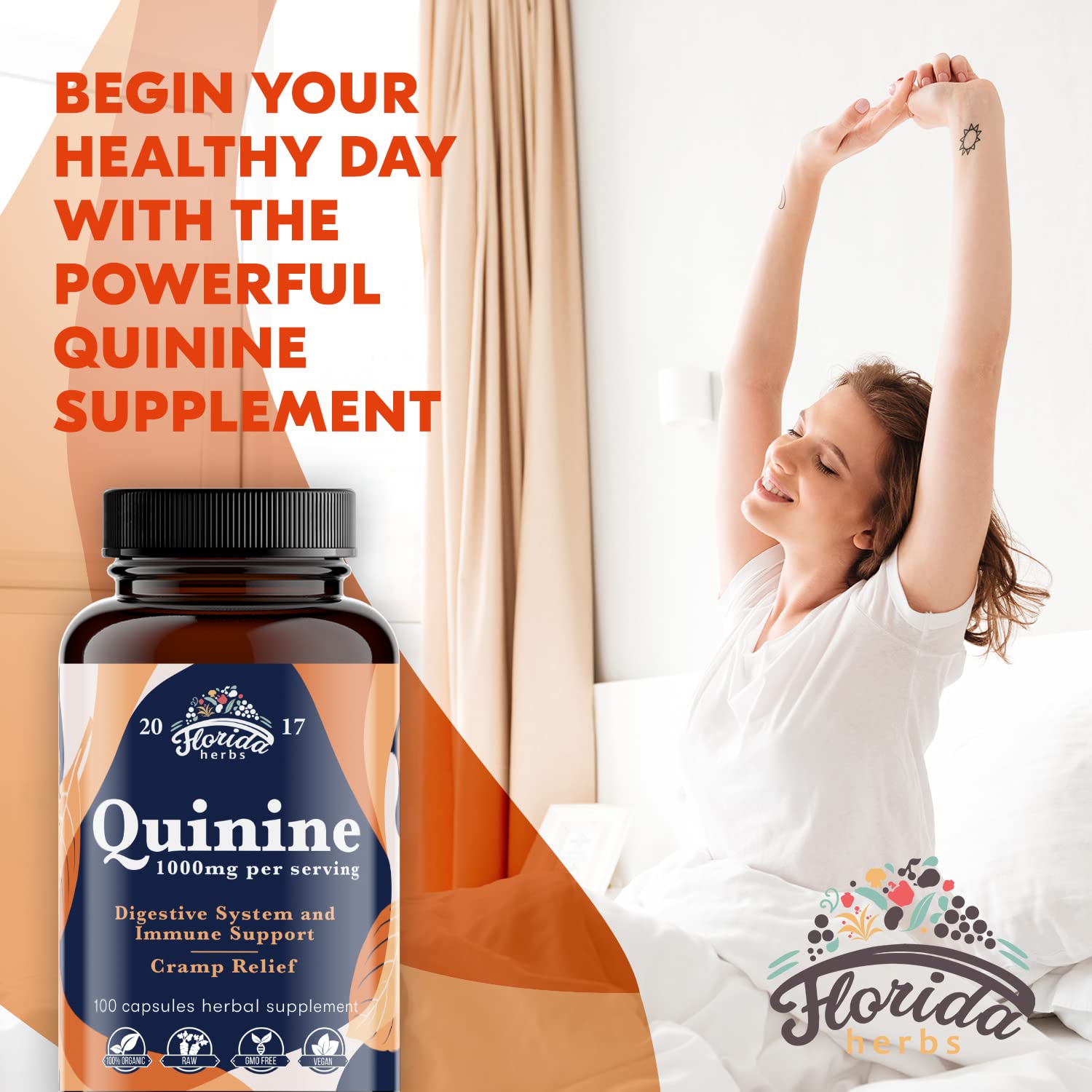 Leg Cramps Support Organic Pills - 1000 mg - Quinine Tablets for Cramp Defense FLORIDA HERBS buy supplements canada