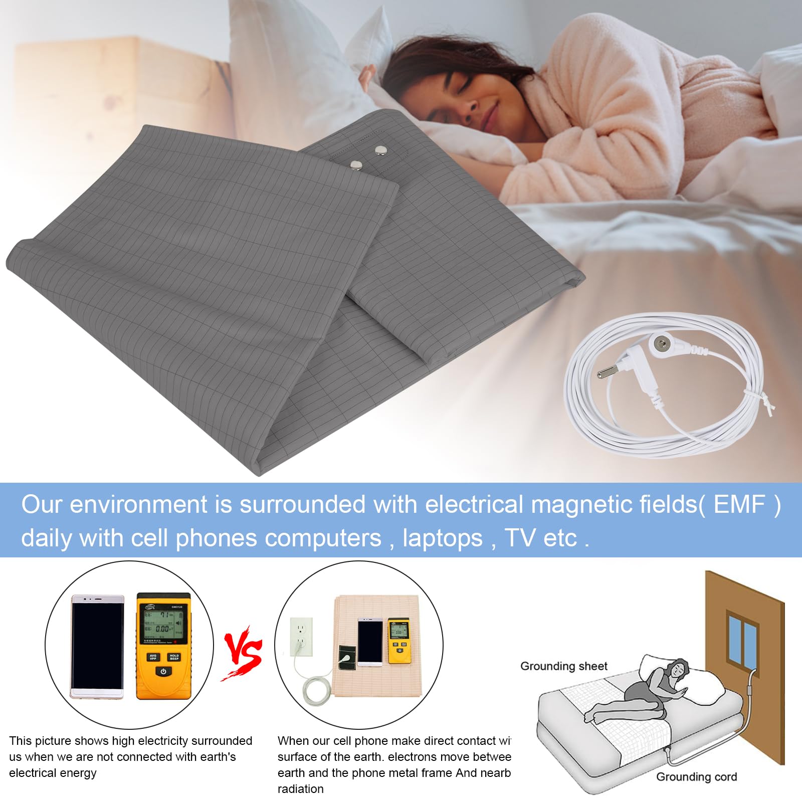 Grounding Mat for Bed, Grounding Sheets Blanket with Grounding Cord, Earthing Mat Grounding Pad Reaeng buy supplements canada