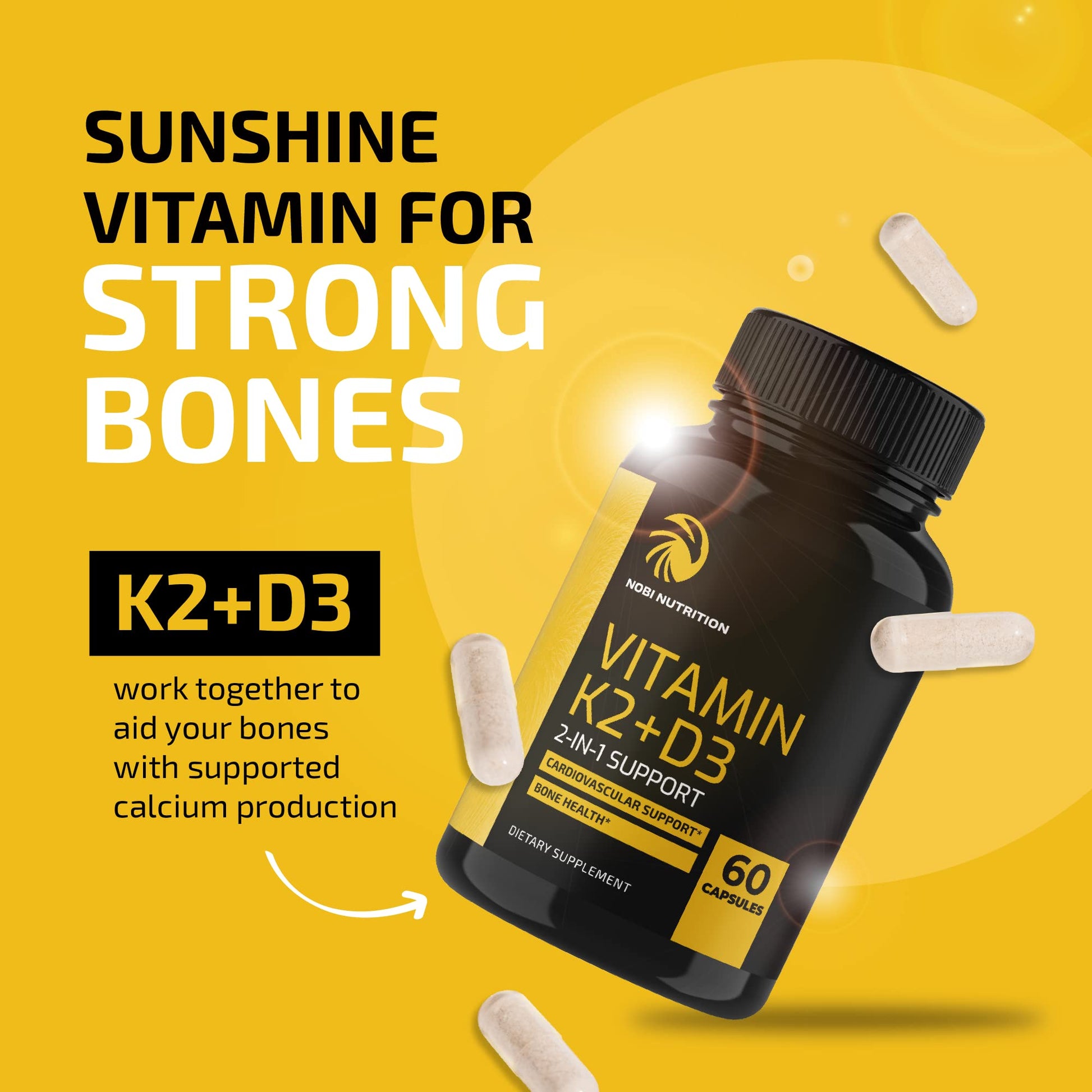 Vitamin D3 K2 5000 IU for Immune System, Strong Bones & Teeth Support | Vitamin D3 Nobi Nutrition buy supplements canada